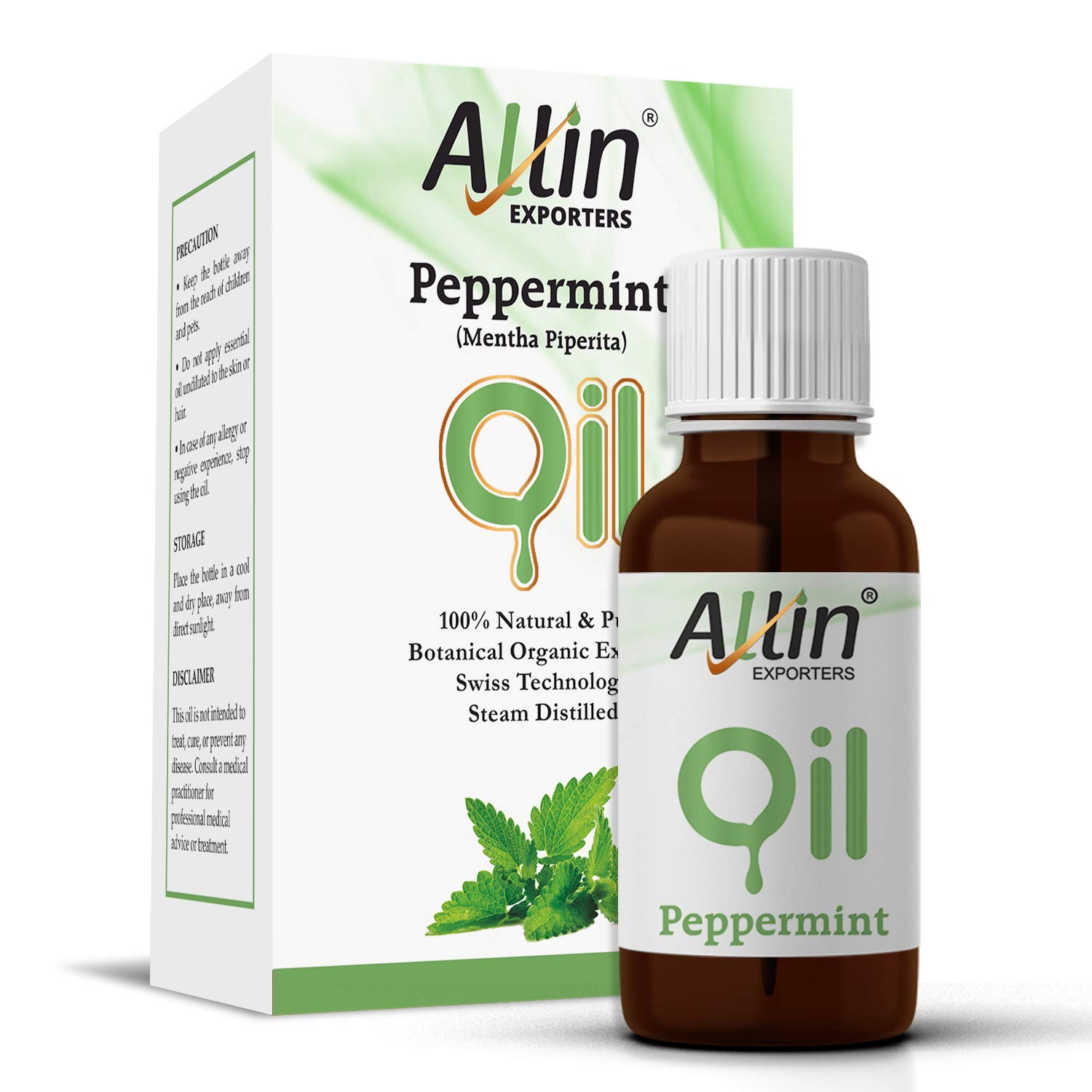 Allin Exporters 100% Pure Peppermint Essential Oil - 15ml Therapeutic Grade for Aromatherapy, Skin Care & Home Fragrance | Eliminates Odors, Relieves Stress | Perfect for Diffusers, Massage & DIY Beauty Products
