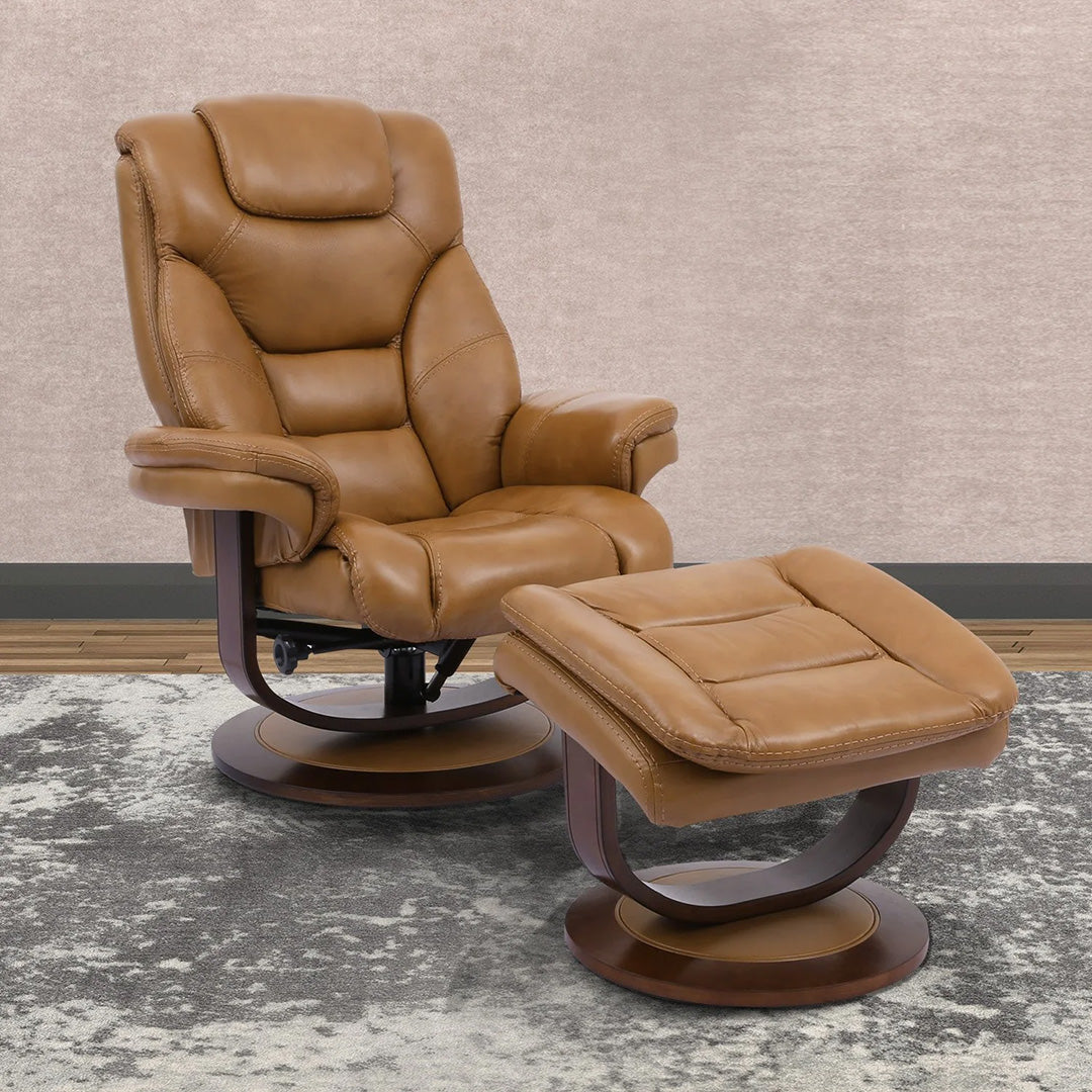 Oslo Manual Swivel Recliner Chair with Ottoman - 360 Degree Swivel, Padded Comfort, Modern Living Room Furniture for Relaxing & Lounging