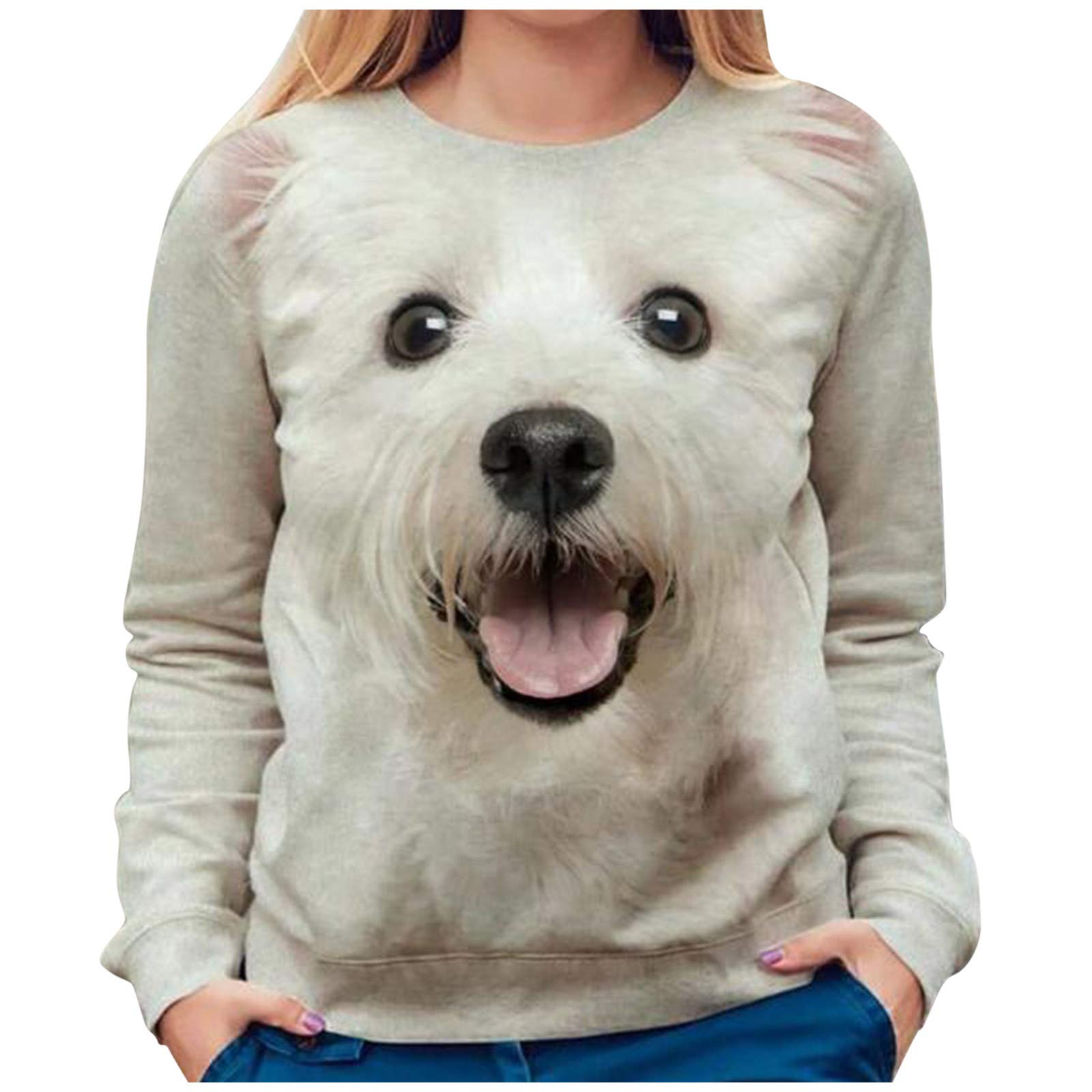 Women's Long Sleeve Casual Sweatshirt - Round Neck Comfortable Blouse & Compression Top for Everyday Wear | Perfect for Workouts, Lounge & Street Style