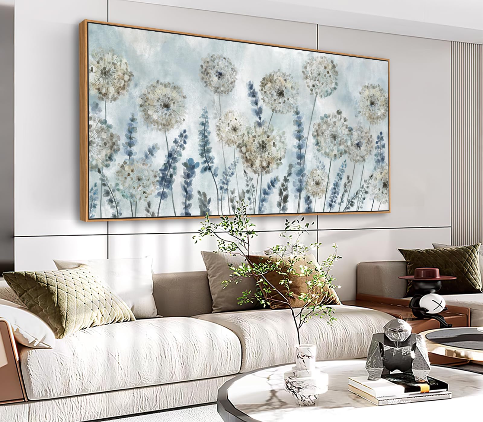 VEAEE Farmhouse Canvas Wall Art - Dandelion Flower Nature Abstract Grass Painting, 24