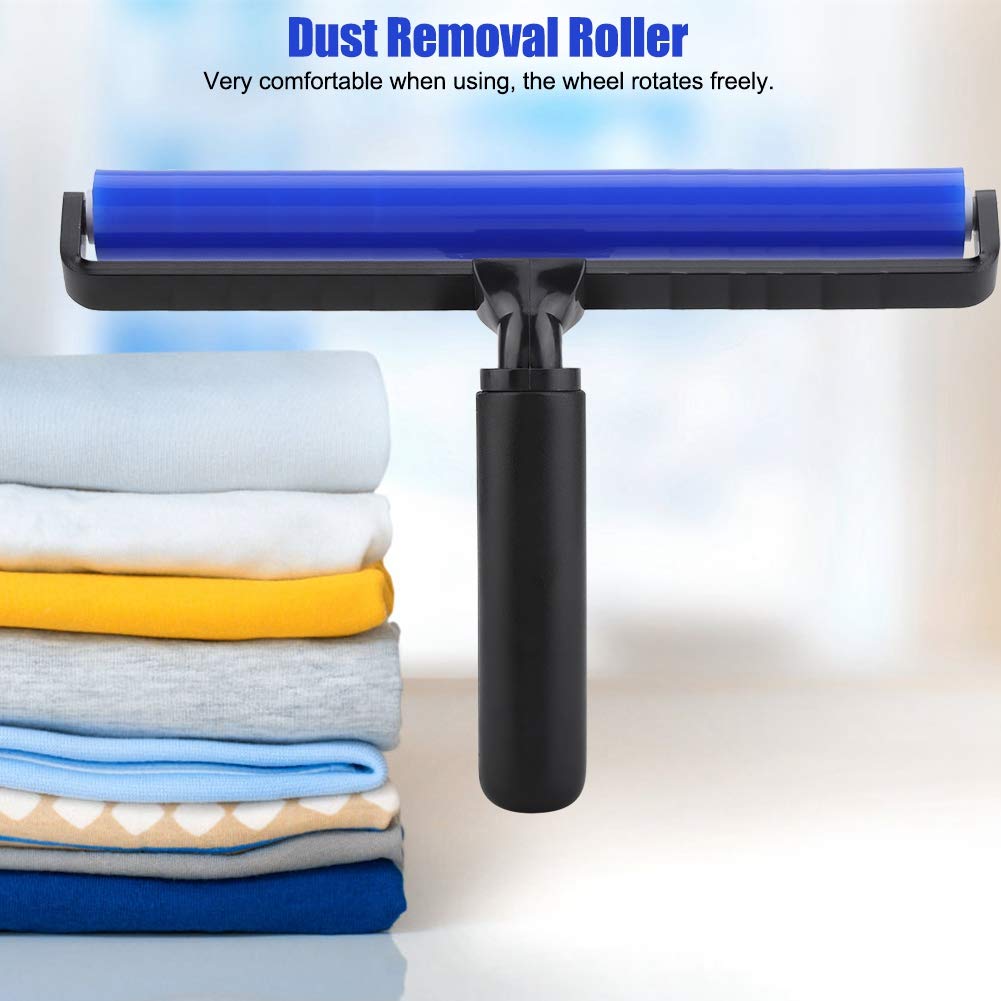 Anti-Static Silicone Roller for Lint & Dust Removal - 12 Inch Manual Cleaning Tool (Blue) - Perfect for Pet Hair, Clothes, Furniture & Car Interiors