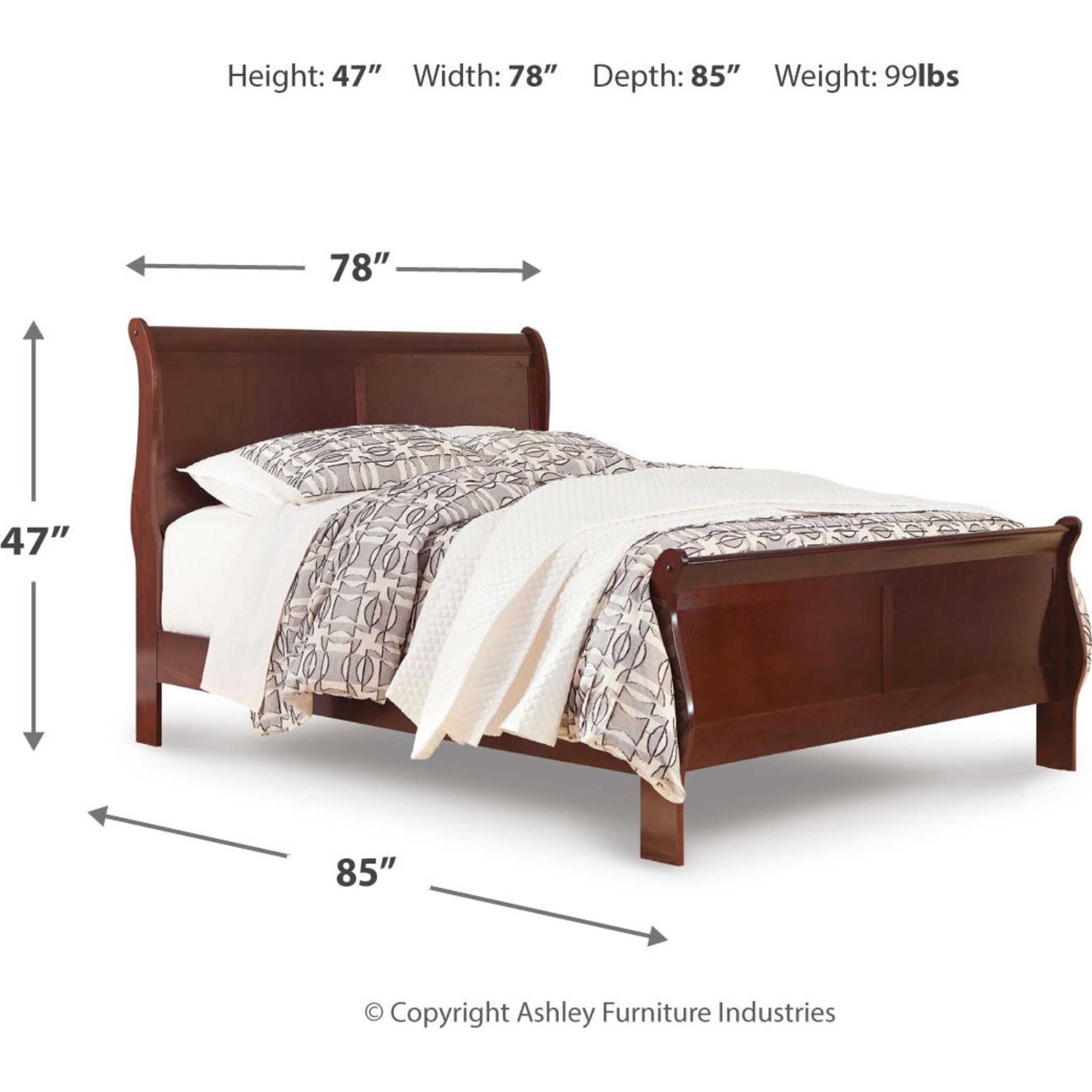 Alisdair 5-Piece King Size Sleigh Bedroom Set - Dark Brown Wooden Bed Frame with Nightstands & Dresser - Perfect for Master Bedroom Decor