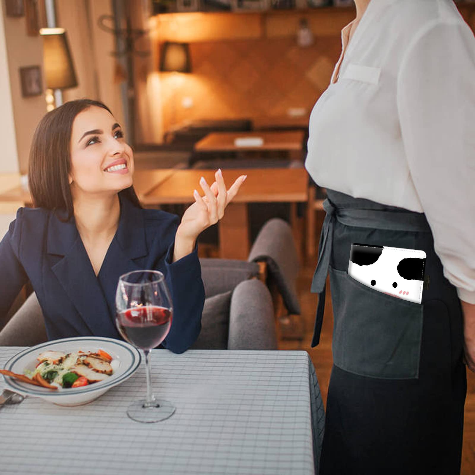 Premium PU Leather Server Book Organizer for Waitresses - Waiter Notebook with Pen Holder & Card Slots - Ideal for Restaurant, Cafe, and Hospitality Service Use