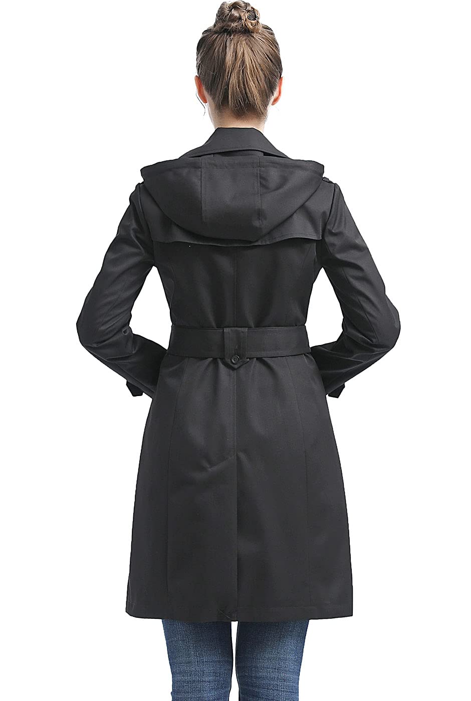 BGSD Women's Emma Waterproof Hooded Trench Coat - Raincoat for All Seasons, Regular & Plus Sizes (S-XXL) | Windproof Long Coat for Commuting, Travel & Outdoor Activities