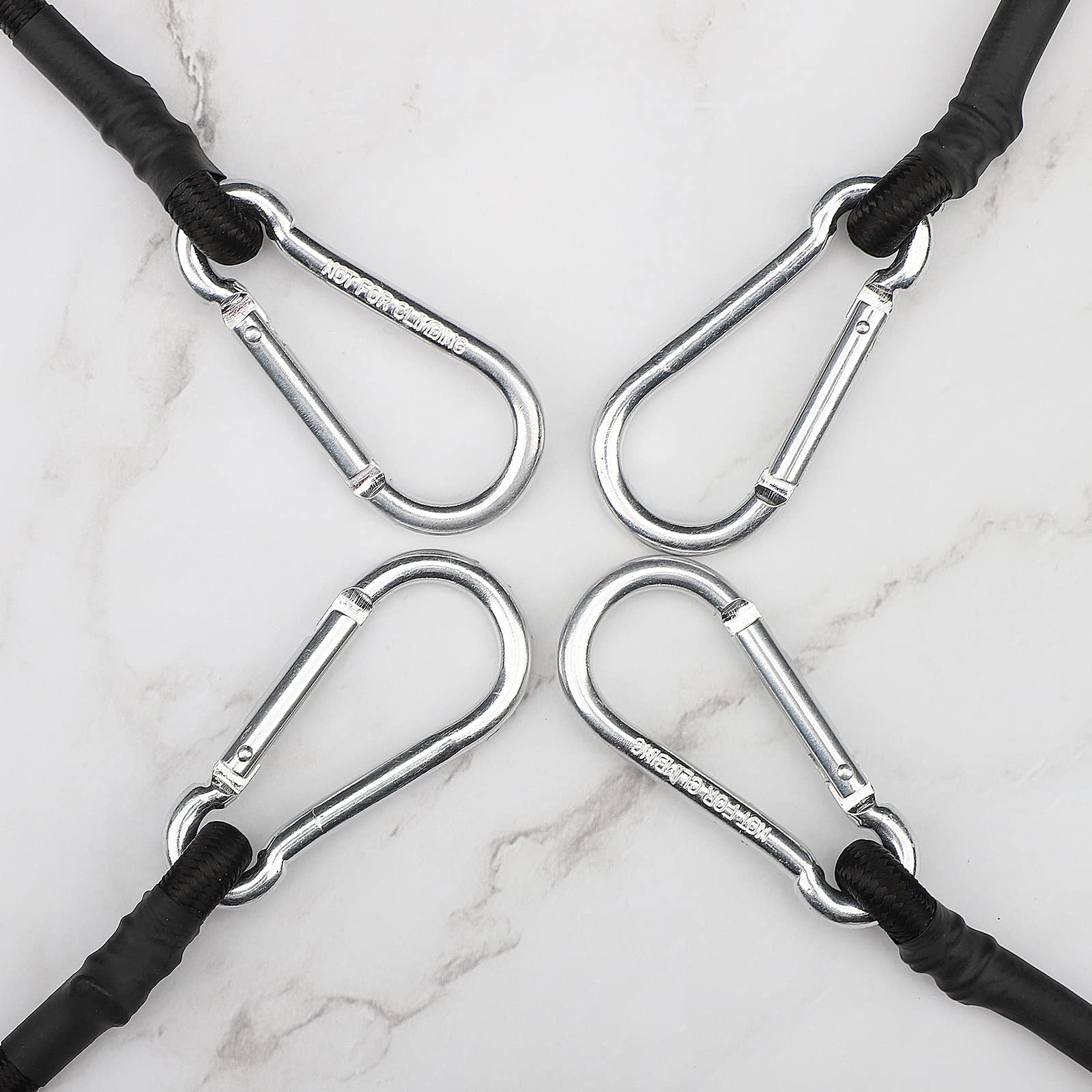 48 Inch Heavy Duty Black Bungee Cords with Carabiner Hooks (2 Pack) - Secure Tie Downs for Camping, Moving, Cargo & Outdoor Gear