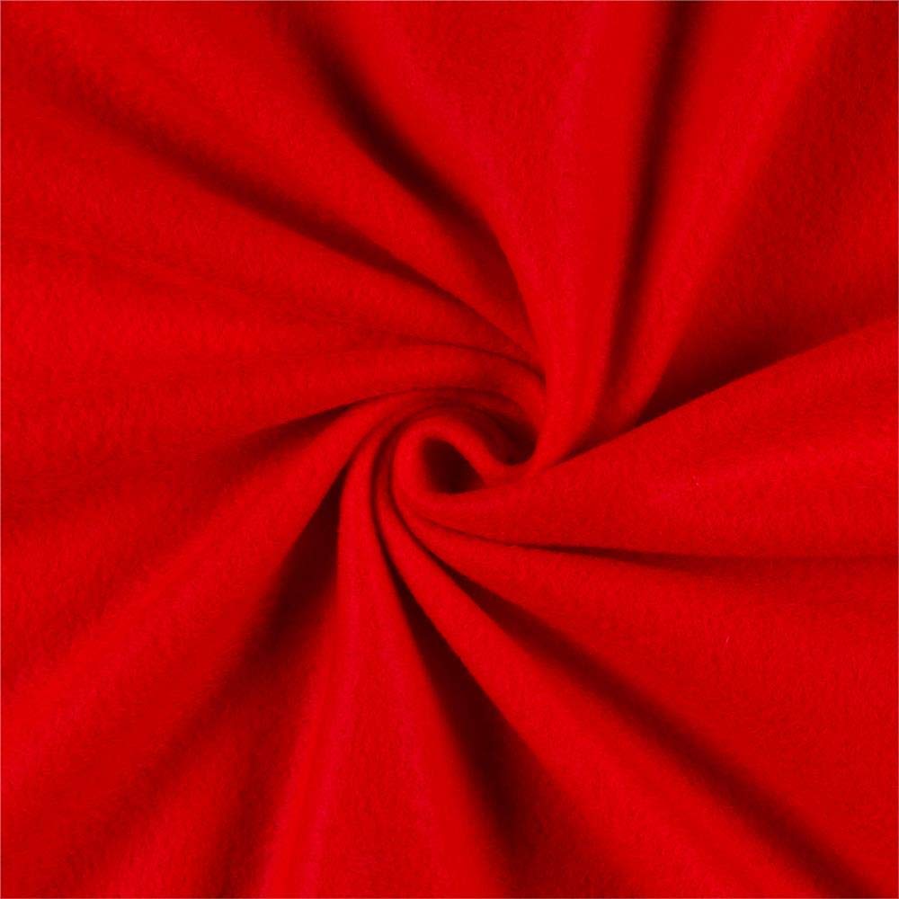 Soft Double Brushed Solid Red Fleece Fabric by the Yard - Perfect for DIY Blankets, Pajamas & Cozy Winter Crafts