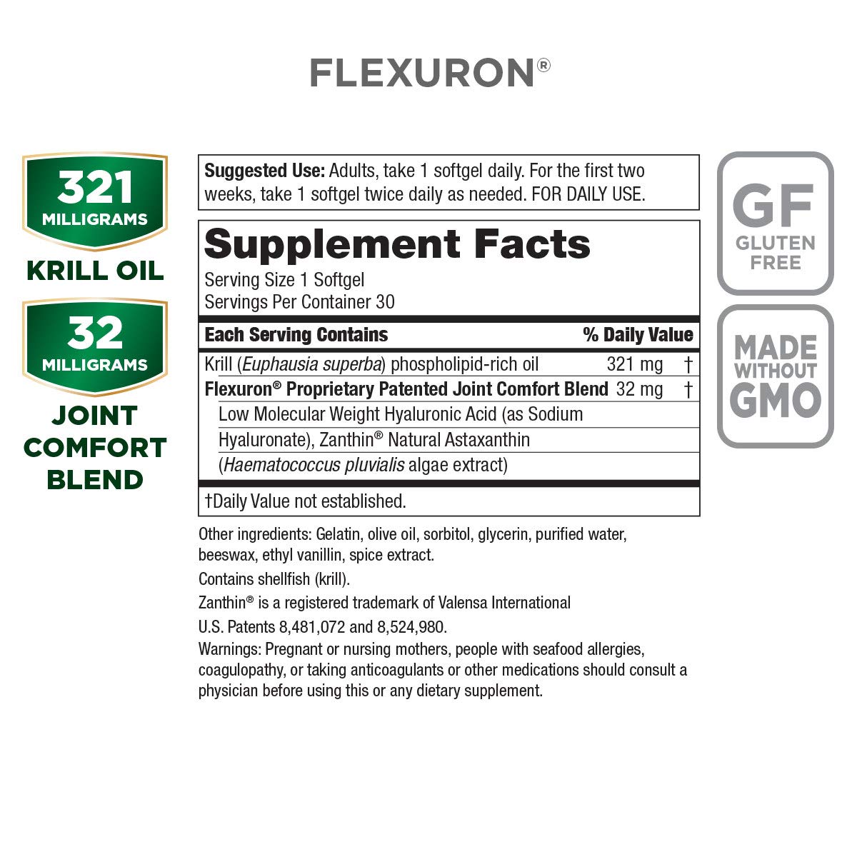 Purity Products Flexuron Joint Formula 3X More Effective Than Glucosamine & Chondroitin - Fast-Acting Joint Support with Krill Oil, Low MW Hyaluronic Acid & Astaxanthin - 30 Capsules (3-Pack) - Relieve Joint Pain & Improve Mobility for Active Lifestyles