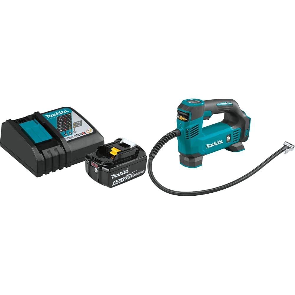 Makita BL1840BDC1 18V LXT Lithium-Ion Battery & Charger Starter Kit (4.0Ah) with DMP180ZX Cordless Inflator - Power Tools for Home DIY, Car Tires, Sports Equipment Inflation