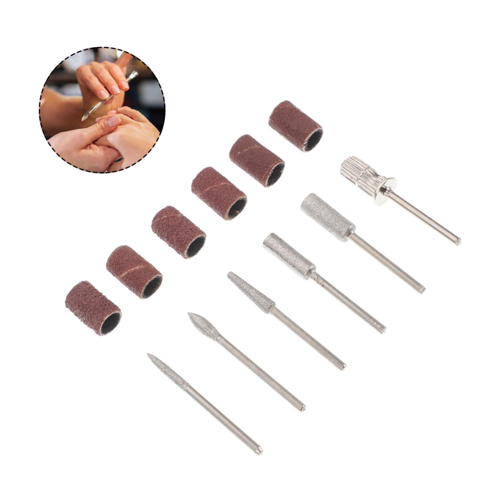 6pcs Diamond Nail Drill Bits Set - Professional Sanding & Cuticle Bits for E-File Manicure & Pedicure - Perfect for Nail Salons & Home Use