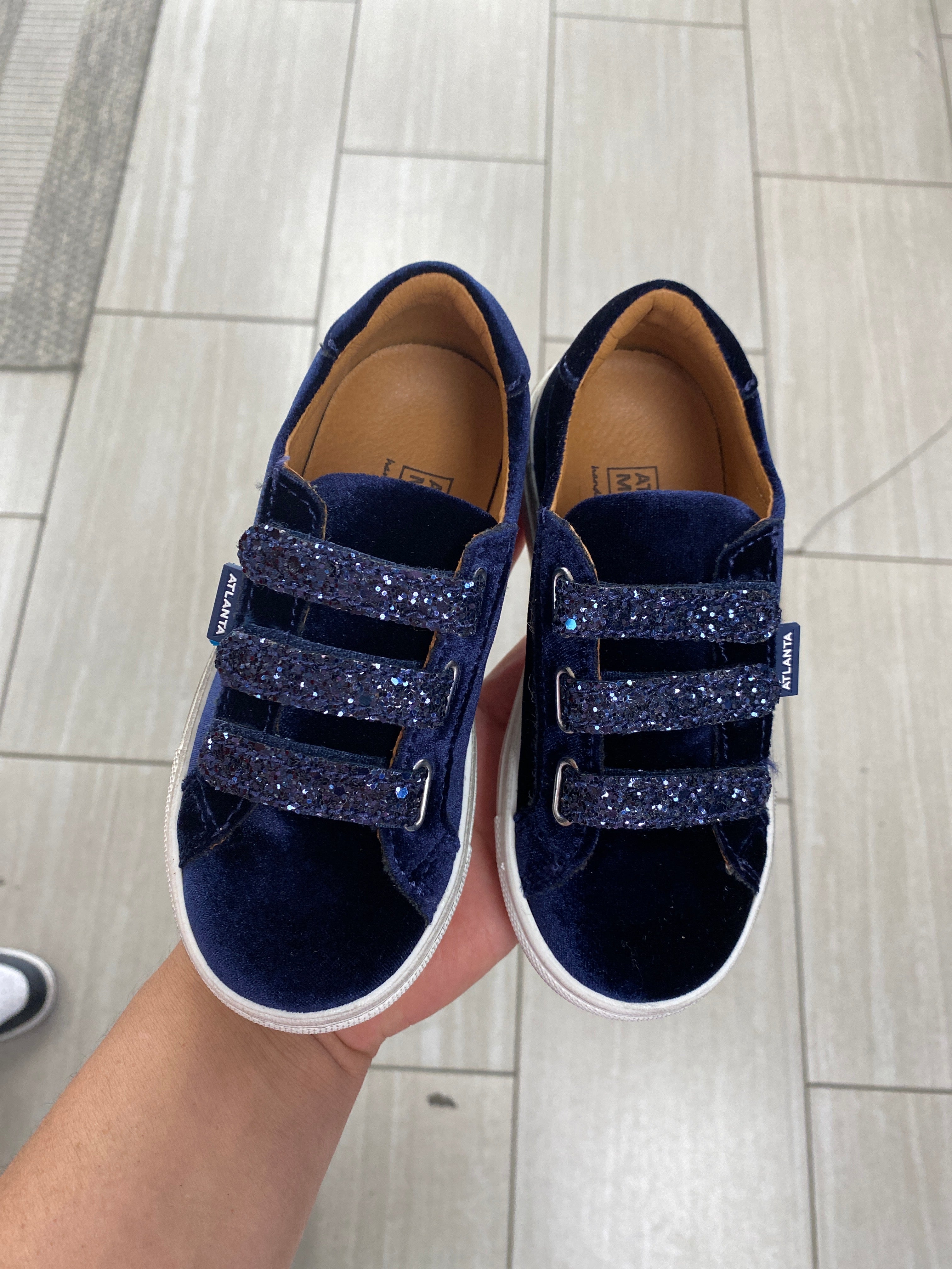 Atlanta Navy Velvet Velcro Moccasin Sneakers for Men - Comfortable Slip-On Loafers for Casual Wear & Indoor Use