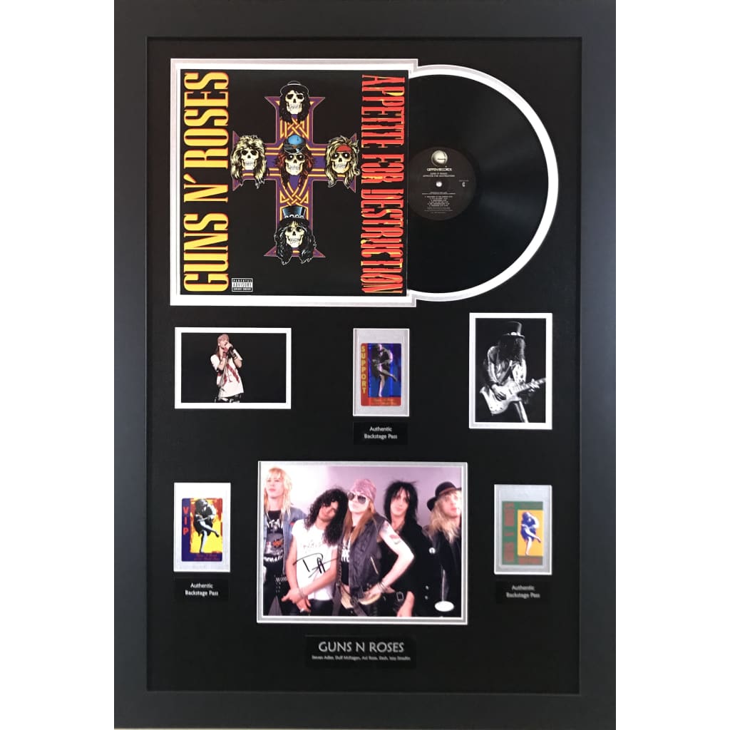 Guns N' Roses Autographed Memorabilia Collage with JSA COA - Authentic Signed Rock Band Collectible for Fans, Display & Home Decor