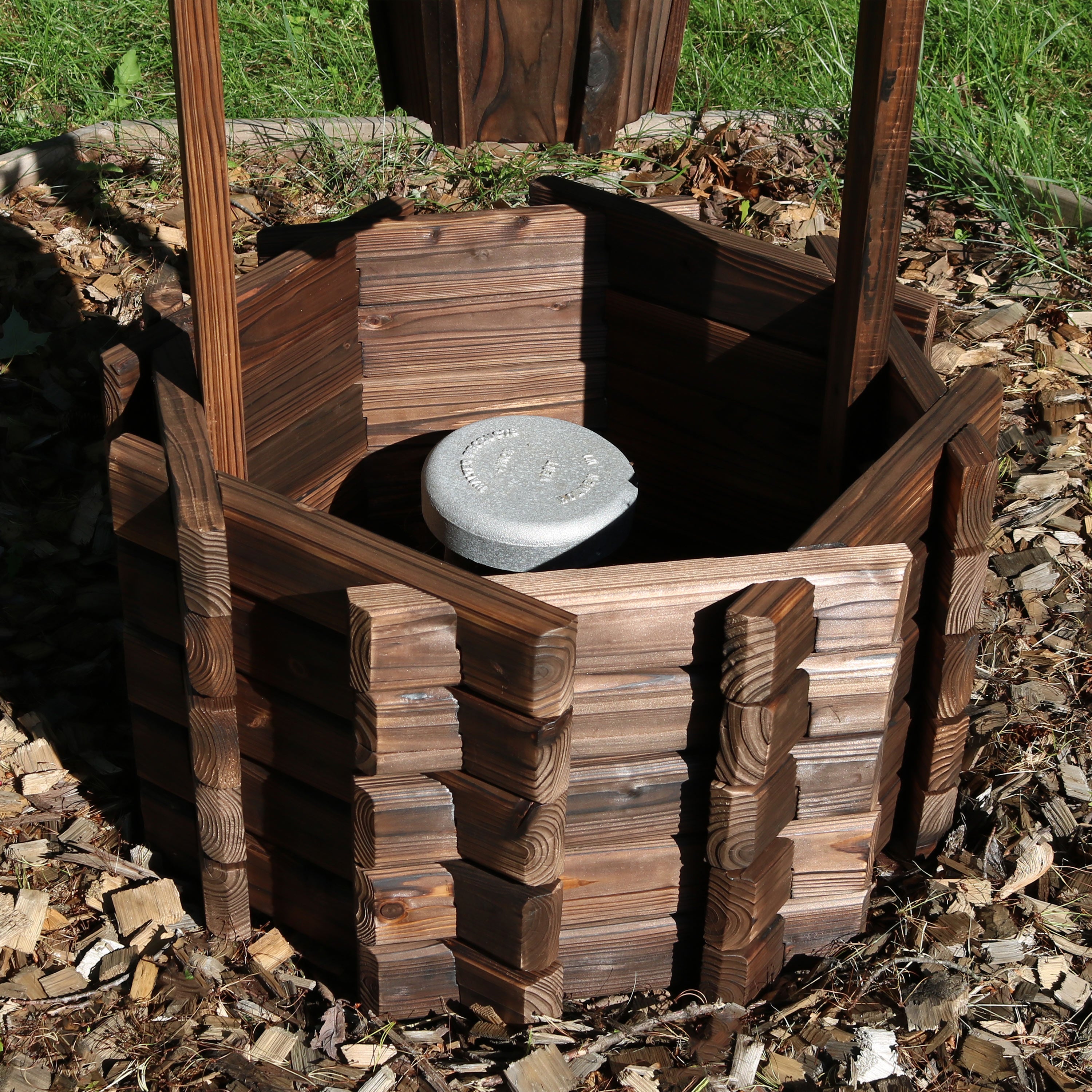 45in Wooden Garden Wishing Well Planter Cover for Outdoor Decor - Perfect for Backyard, Patio, and Lawn Decoration