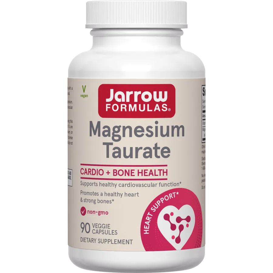 Jarrow Formulas Magnesium Taurate Supplement - 100mg Magnesium & Taurine Blend for Heart Health, Stress Relief & Better Sleep - Supports Cardiovascular Function & Muscle Relaxation - Vegan Capsules for Daily Wellness Routine