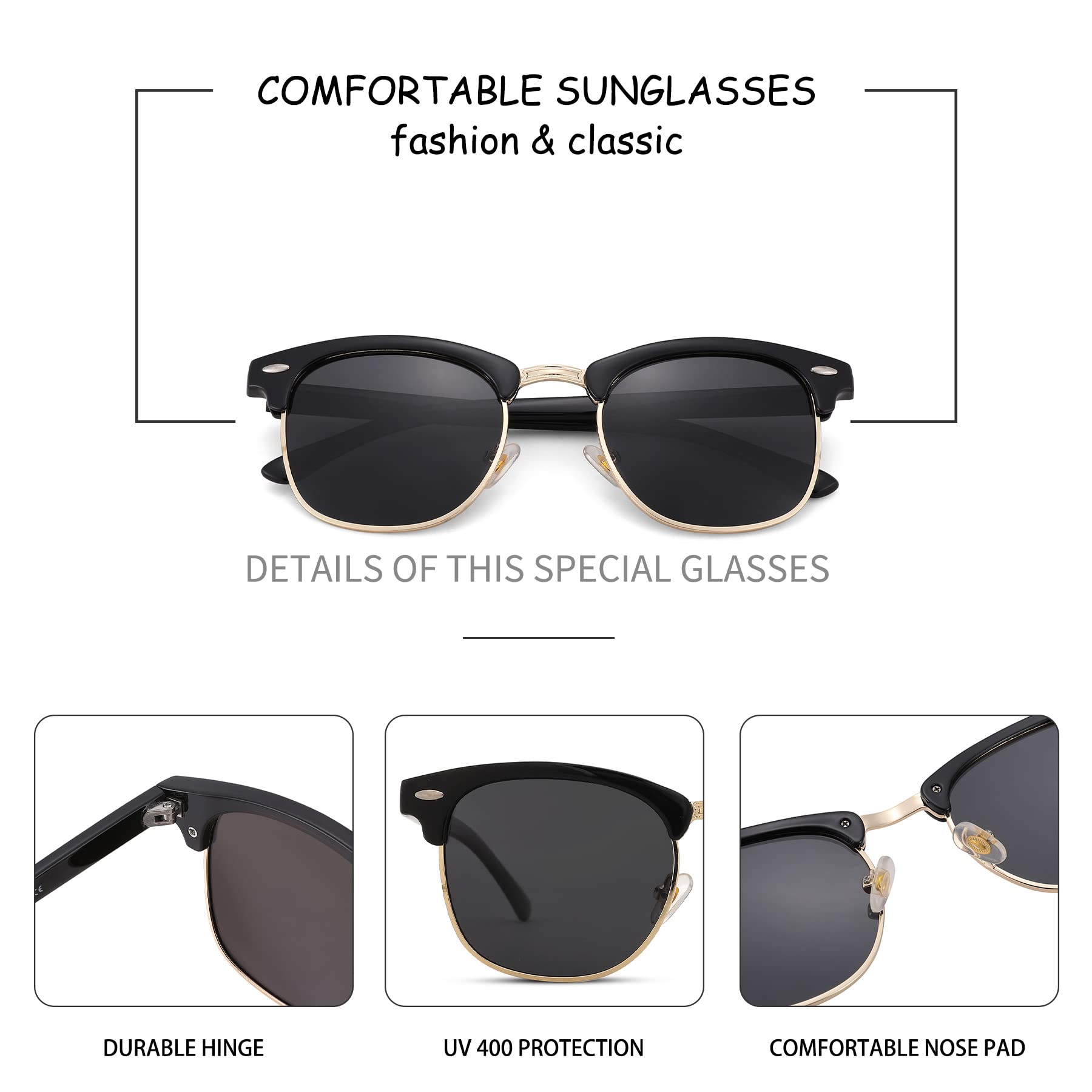 Pro Acme Semi-Rimless Polarized Sunglasses UV 400 Protection for Women & Men - Stylish Outdoor Sports & Driving Shades for Sun Protection