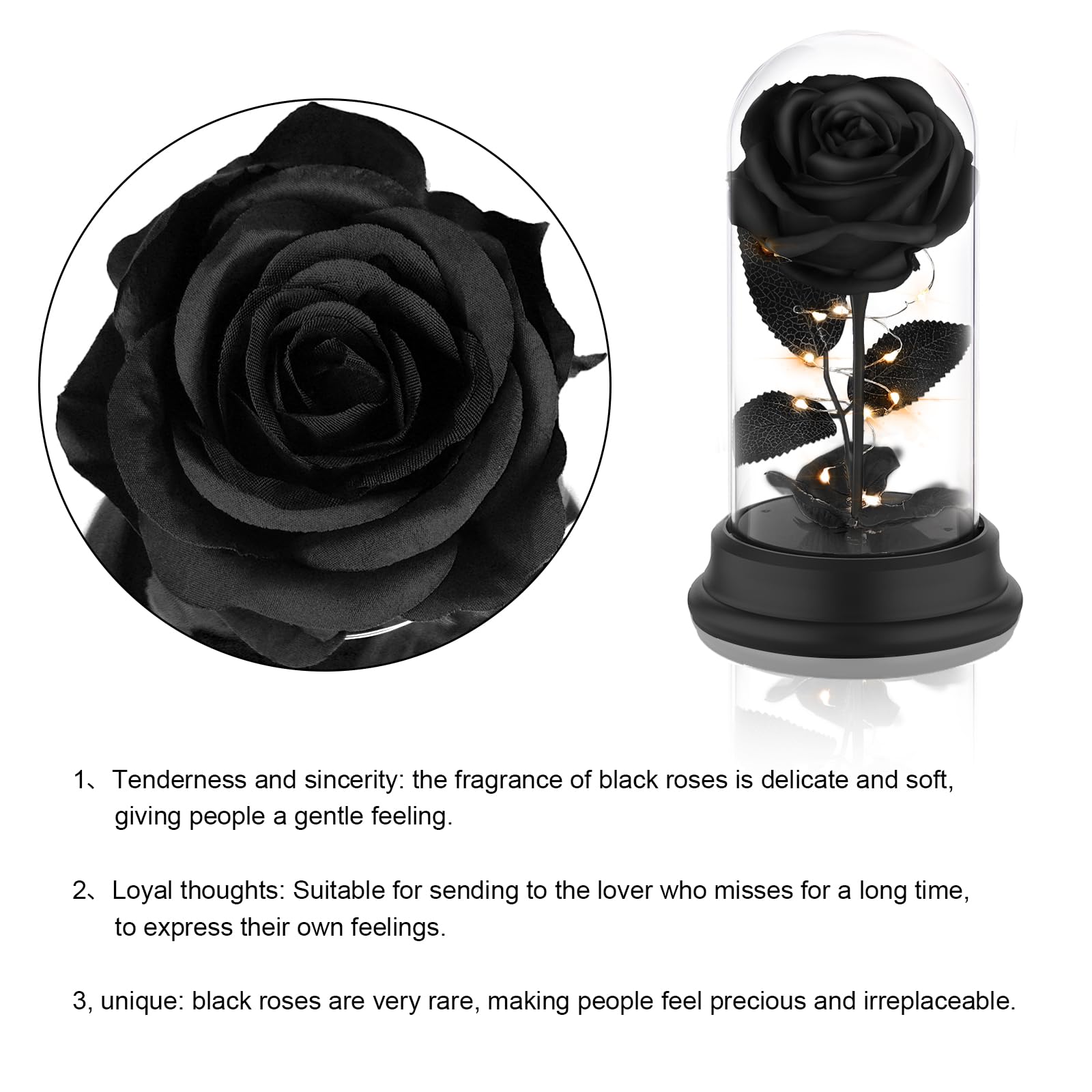 Forever Preserved Black Rose - Eternal Flower Gift for Women, Valentine's Day, Mother's Day, Christmas & Anniversary - Perfect Romantic Present for Her, Home Decor & Special Occasions