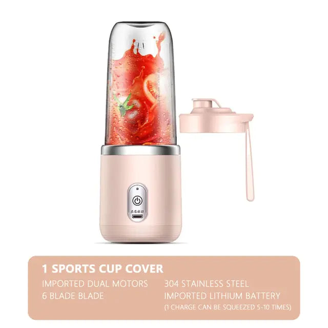 Portable Juice Blender - 400W High Speed Personal Smoothie Maker with USB Rechargeable Battery, BPA-Free Travel Blender for Shakes, Protein Drinks - Perfect for Gym, Office & Outdoor Adventures