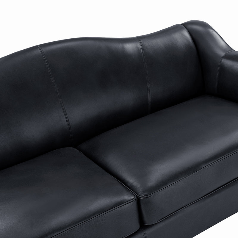 Hugo Traditional Style Curved Genuine Leather Sofa - Elegant Living Room Furniture for Home, Office & Lounge Decor