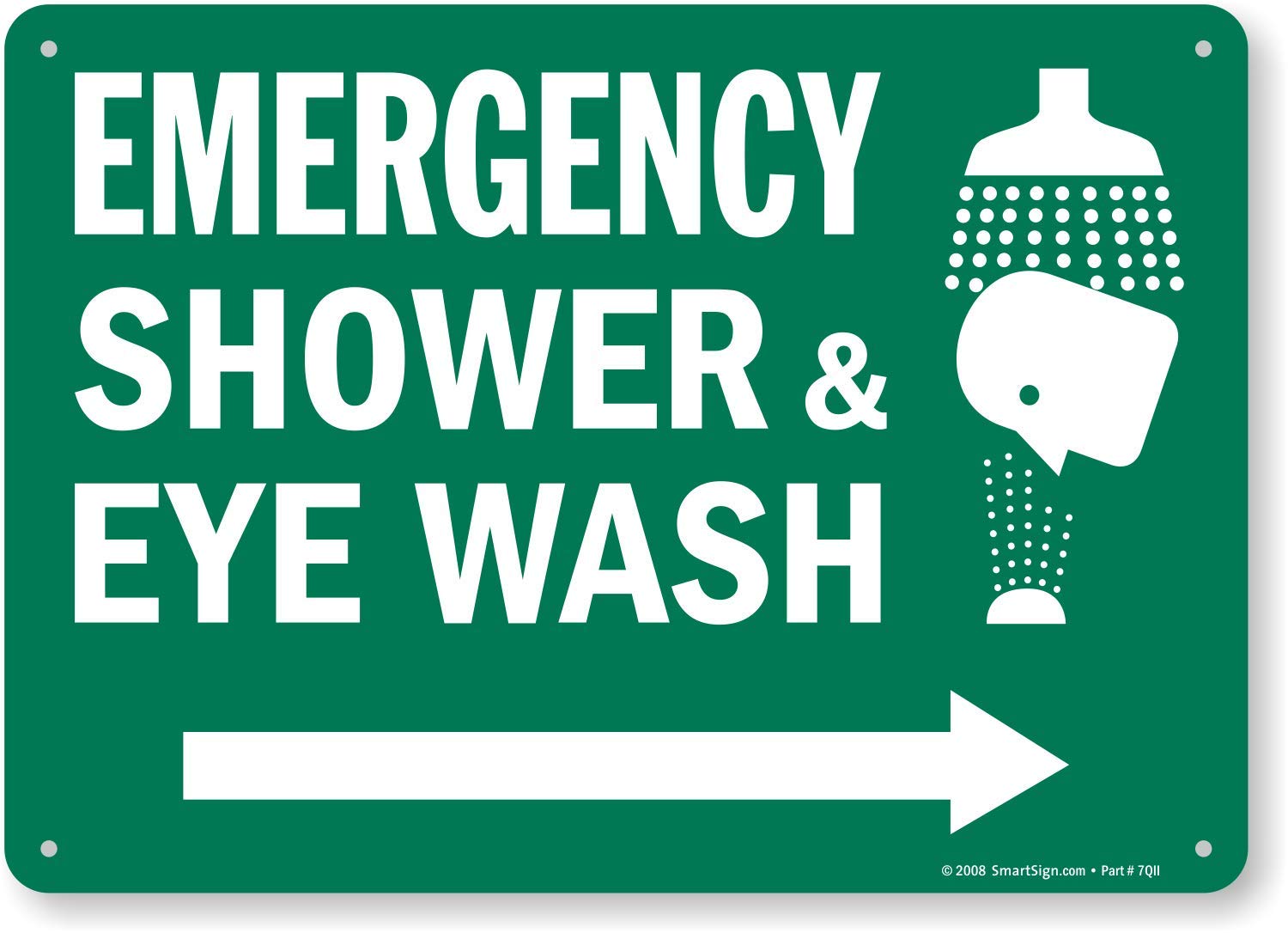 SmartSign Emergency Shower & Eye Wash Sign with Right Arrow | 10