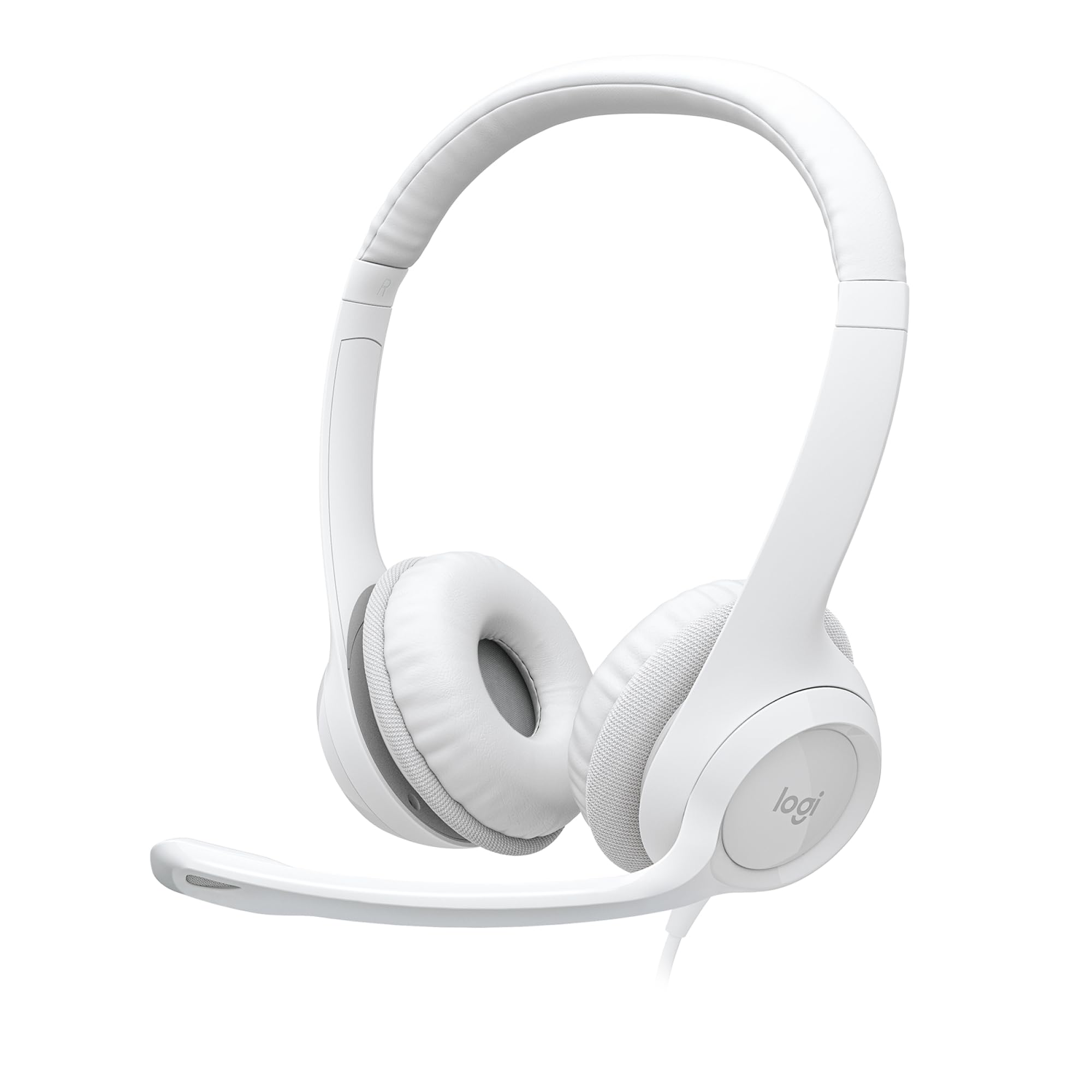 Logitech H390 Wired USB Headset with Noise Cancelling Mic for PC & Laptop - Stereo Headphones with In-Line Controls for Video Meetings, Online Classes, Gaming & Music - Off White | Perfect for Remote Work, Zoom Calls & Home Office Setup