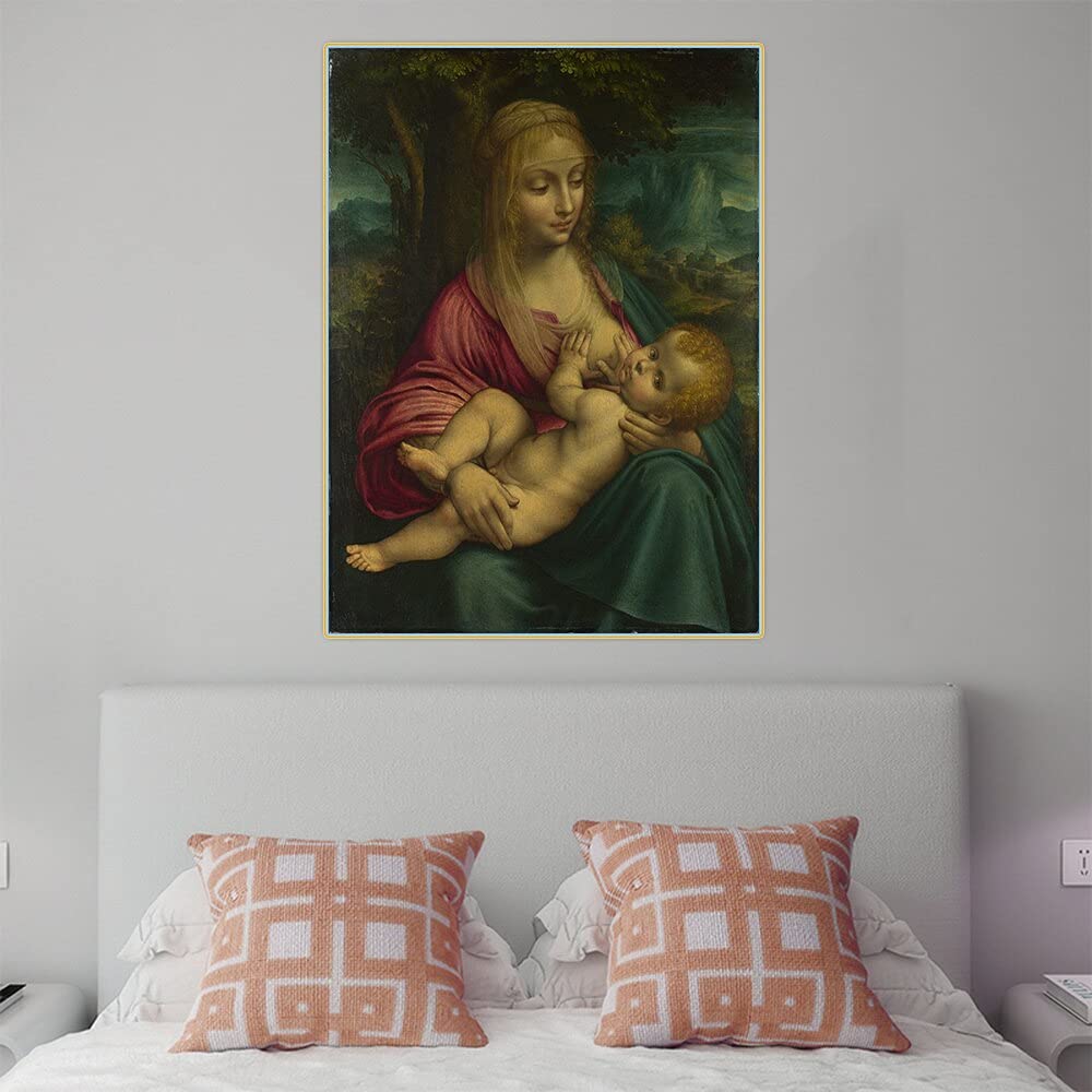 Leonardo da Vinci The Virgin and Child Canvas Wall Art Print - 35x47cm Unframed Renaissance Painting Reproduction for Bedroom, Living Room & Farmhouse Decor | Perfect Gift for Art Lovers & Home Decoration
