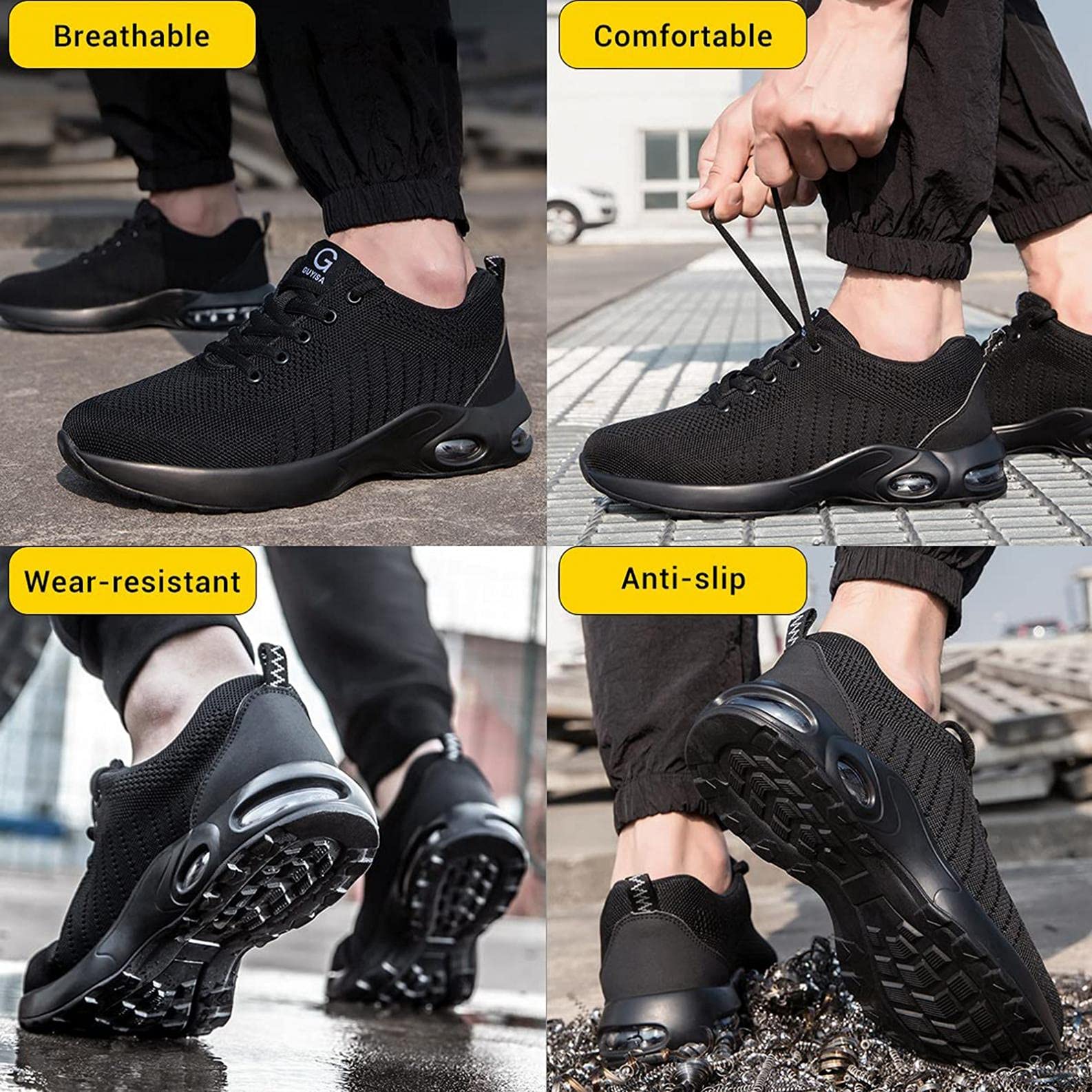 Hbeylia Breathable Lightweight Mesh Walking Shoes for Women & Men - Non-Slip Lace-Up Sneakers with Air Cushion for Running, Hiking, Tennis, Work & Driving | Durable Athletic Sport Shoes for Everyday Wear