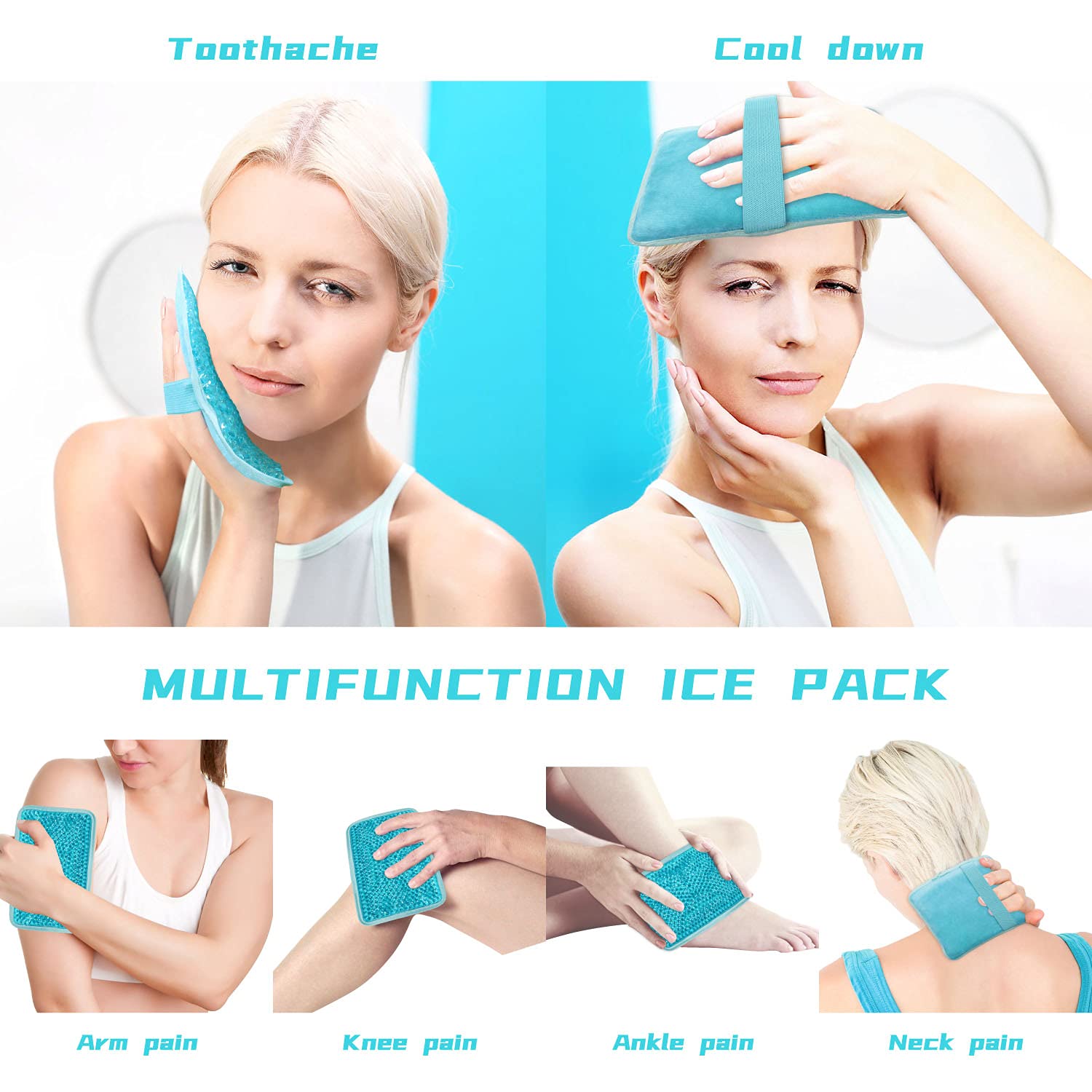 Reusable Gel Beads Hot & Cold Therapy Pack with Adjustable Strap - 7.76