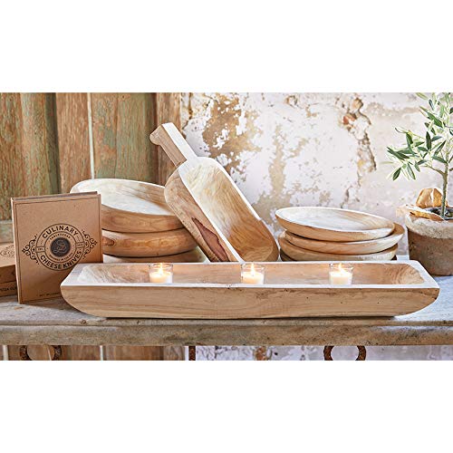 Santa Barbara Design Studio Natural Paulownia Wood Bowl - Large Handcrafted Wooden Serving Bowl for Salads, Fruits & Decor - Perfect for Farmhouse & Rustic Kitchen Decor