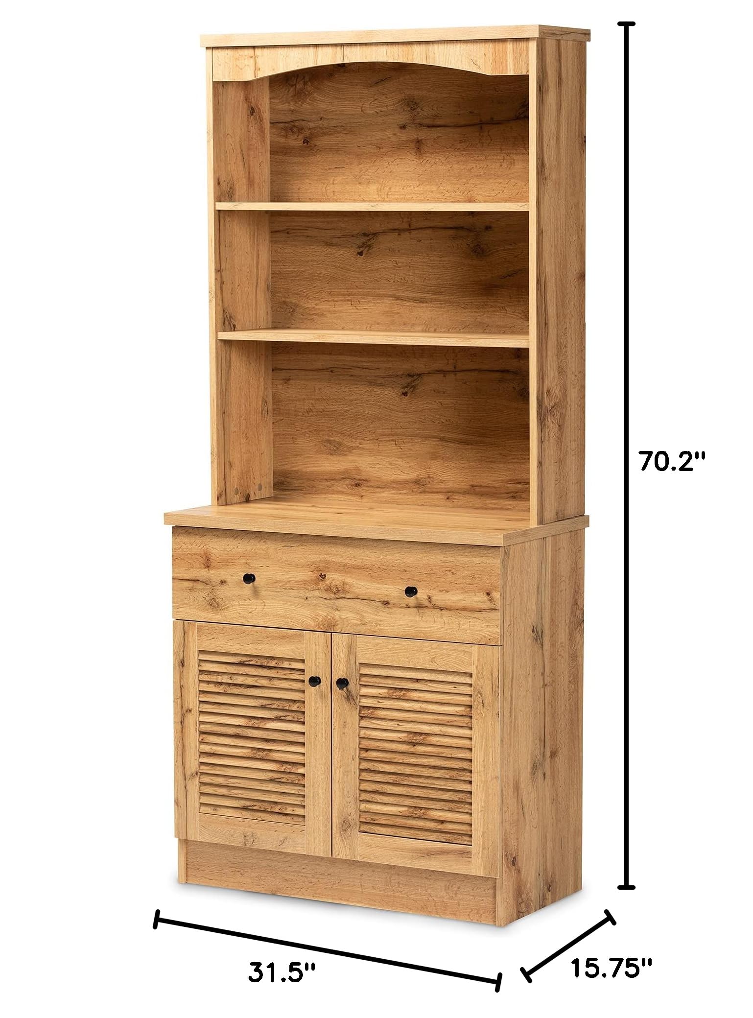 Baxton Studio Agni Modern Oak Brown Wood Buffet Hutch Kitchen Cabinet - Stylish Storage for Dining Room & Kitchen Organization