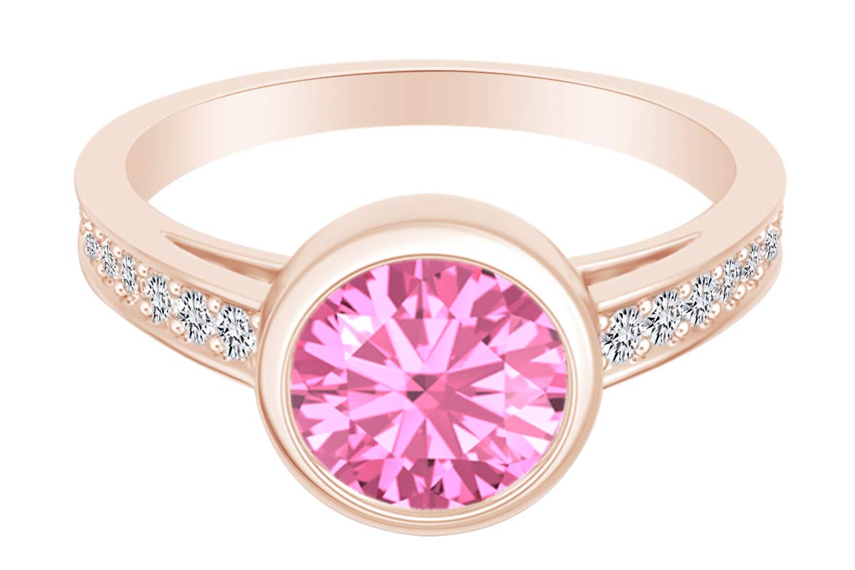 14K Gold Over Sterling Silver Simulated Diamond & Tourmaline Solitaire Engagement Ring with Accent Band - Elegant Wedding, Anniversary & Proposal Jewelry Gift for Her