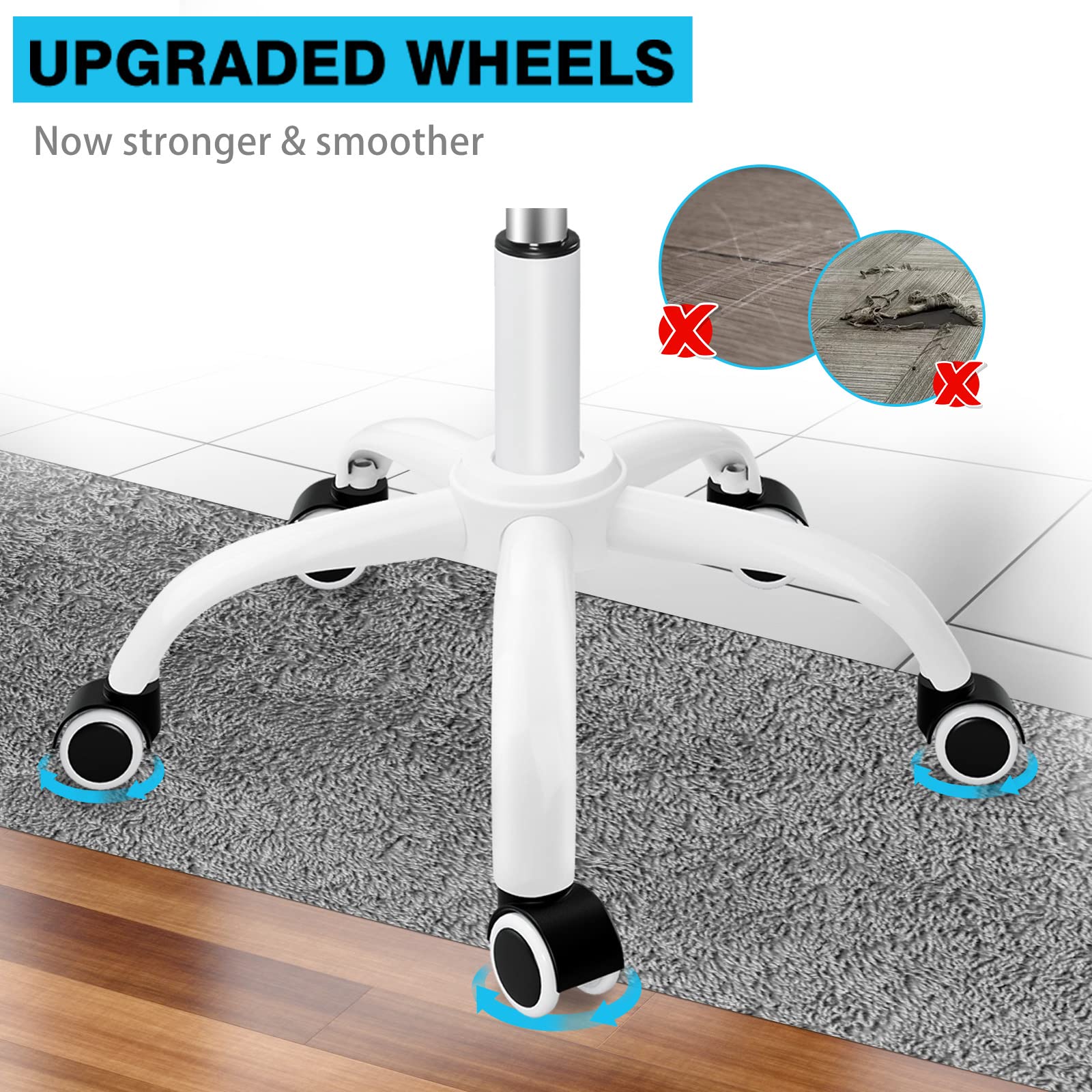SALONFACTORY Heavy Duty Rolling Stool with Wheels - Adjustable 360° Swivel Lash Chair for Tattoo, Massage, Nail Salon & Spa - Leather Upholstery with Thick Seat Padding - Perfect for Beauty Professionals & Drafting Work