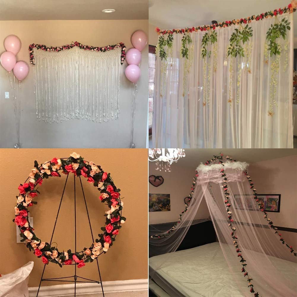 SRK 5 Pack 41 FT Artificial Rose Vine Garland - Fake Flower Hanging Decor for Wedding, Party, Home, Hotel & Office (Champagne) | Perfect for Wall Decor, Garden Craft, and DIY Art Projects