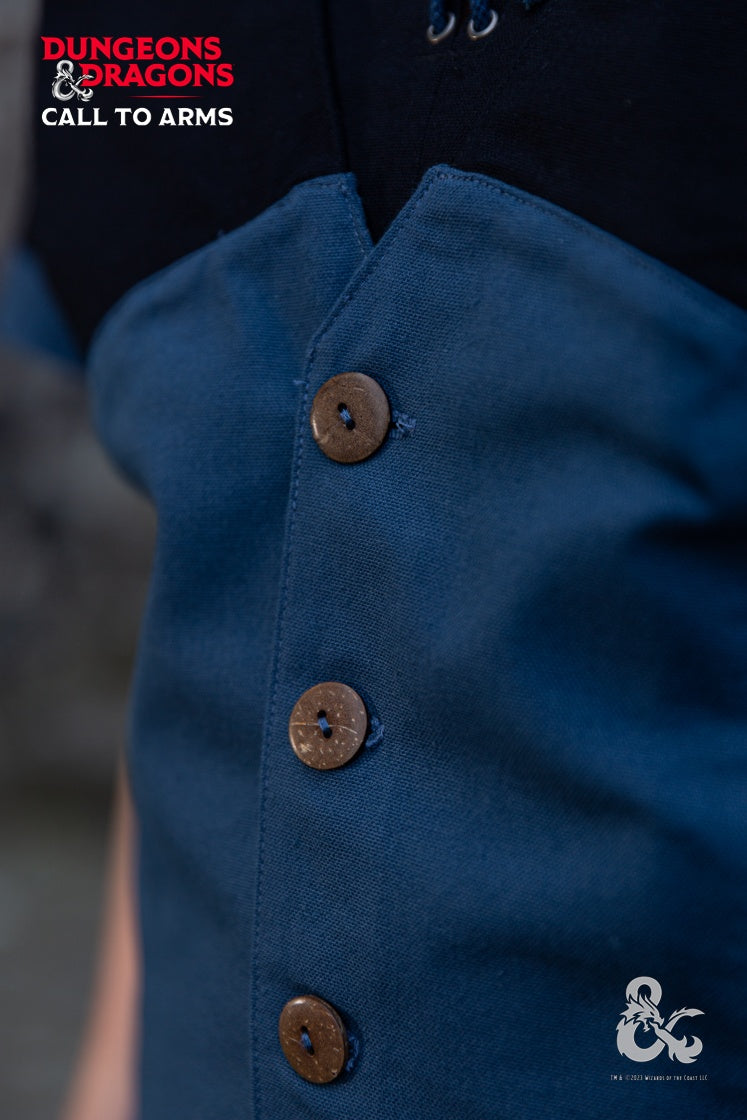 Dungeons & Dragons Rogue Hooded Vest in Woad Blue - Perfect for Cosplay, LARPing, and Fantasy Costume Events