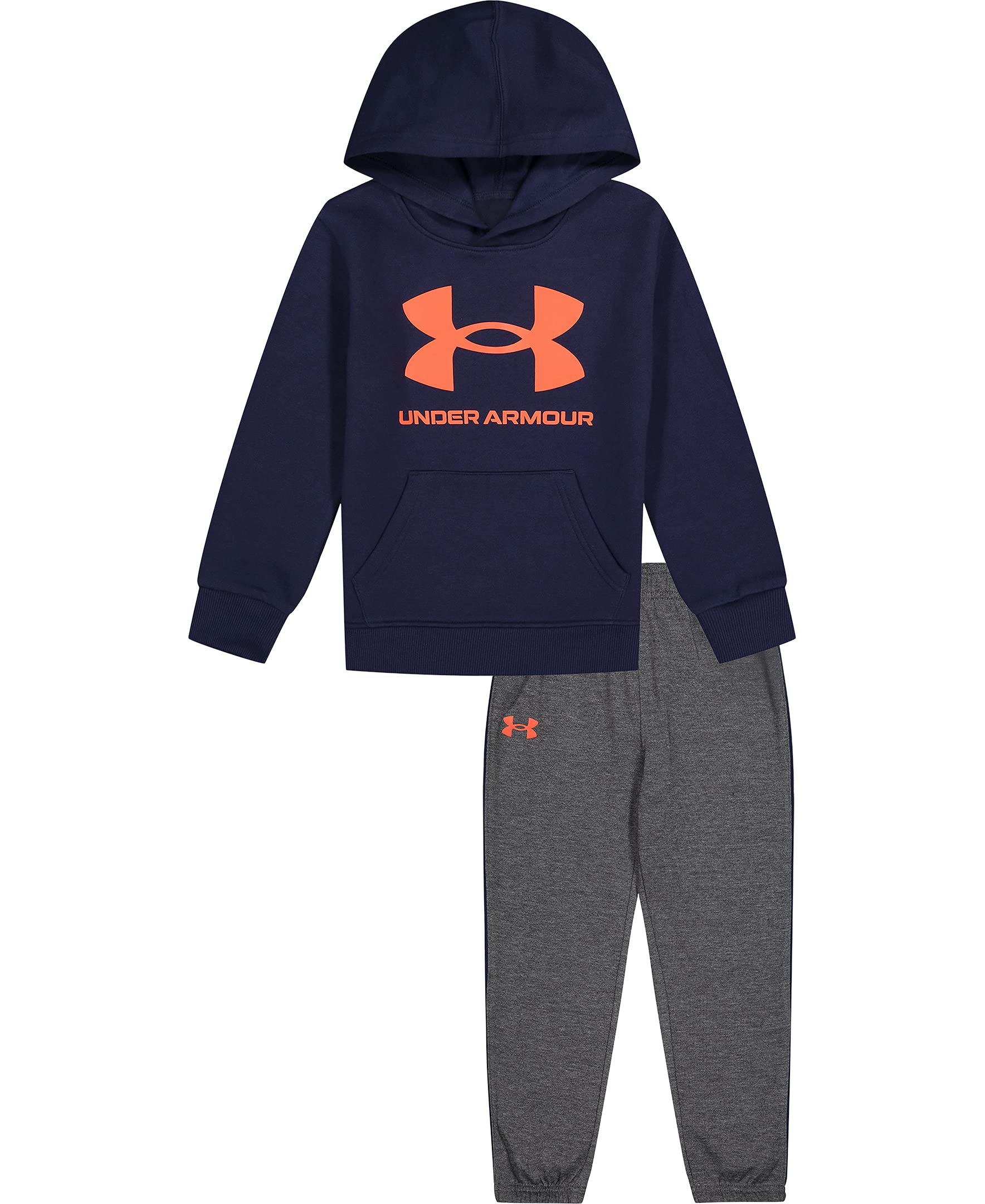Under Armour Men's Long Sleeve Logo Hoodie & Joggers Set - Comfortable Workout Outfit for Gym, Running & Casual Wear