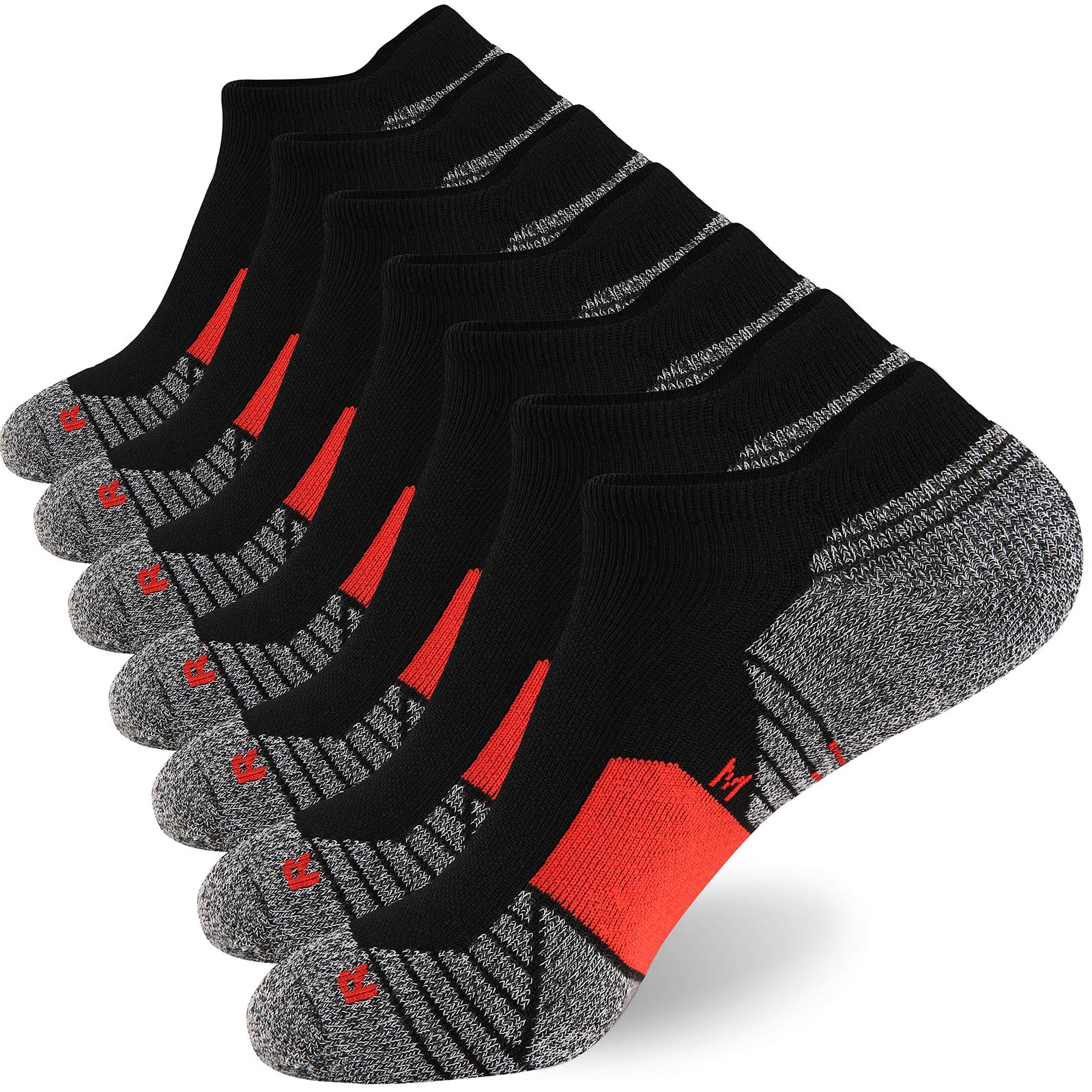 WANDER Men's Athletic Running Socks - 7 Pairs Thick Cushioned Ankle Socks for Sports & Workouts - Low Cut Breathable Socks Sizes 6-9/10-12/12-14 - Perfect for Jogging, Gym & Daily Activities