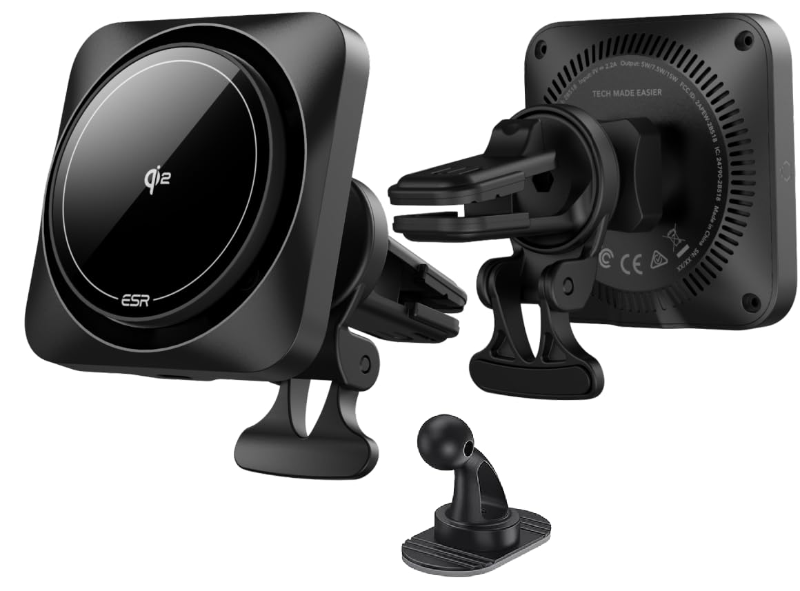 ESR Qi2 15W MagSafe Car Charger with CryoBoost Cooling Technology - Wireless Magnetic Phone Holder for iPhone 15/14/13/12 - Qi2 Certified Air Vent/Dashboard Mount - Perfect for Road Trips & Commuting