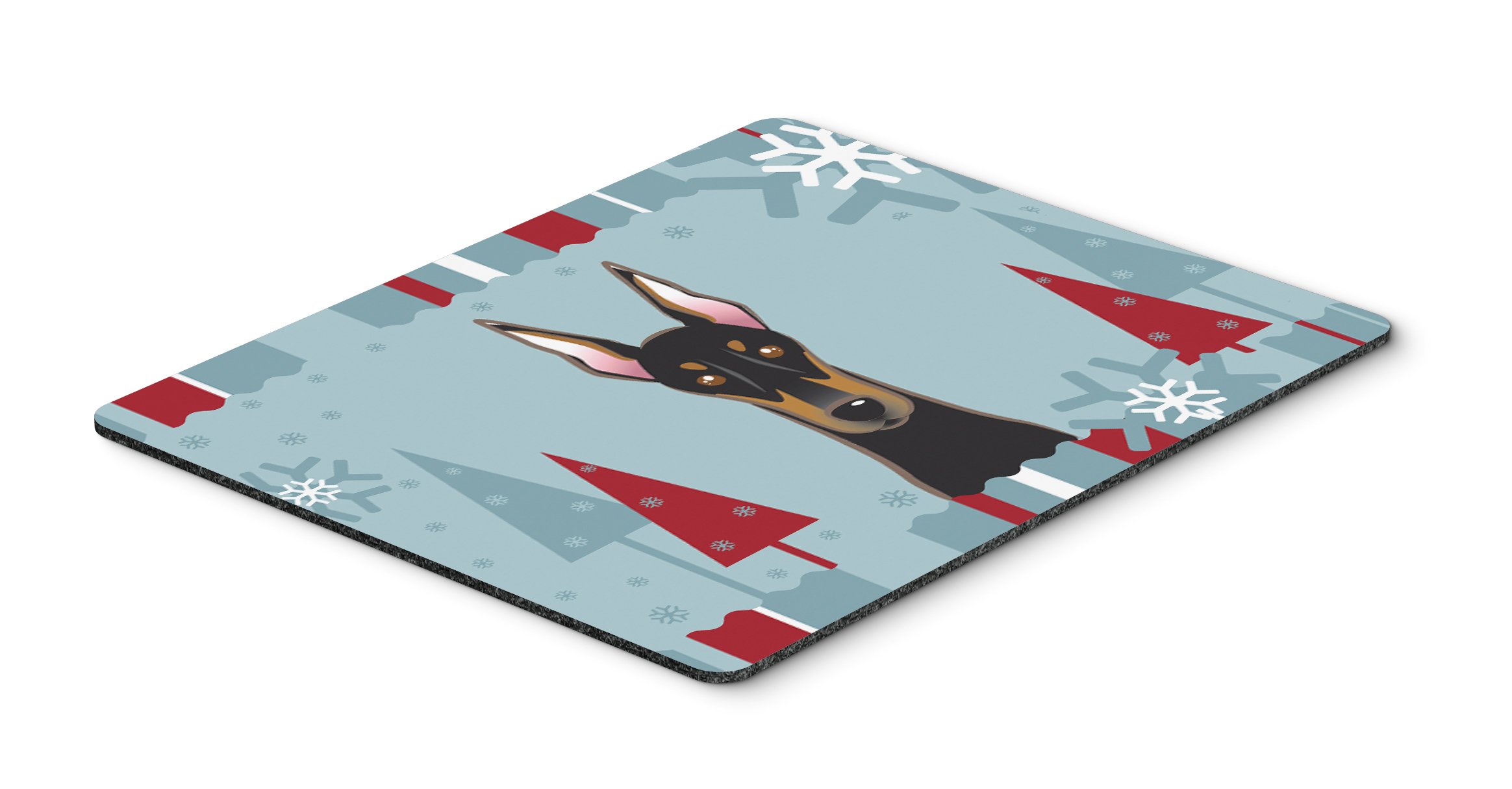 Caroline's Treasures BB1741MP Winter Holiday Doberman Mouse Pad - Large Washable Desk Mat for Home Office, Gaming & Work Computers - Perfect Gift for Dog Lovers (Use as Hot Pad, Trivet or Laptop Mouse Mat)