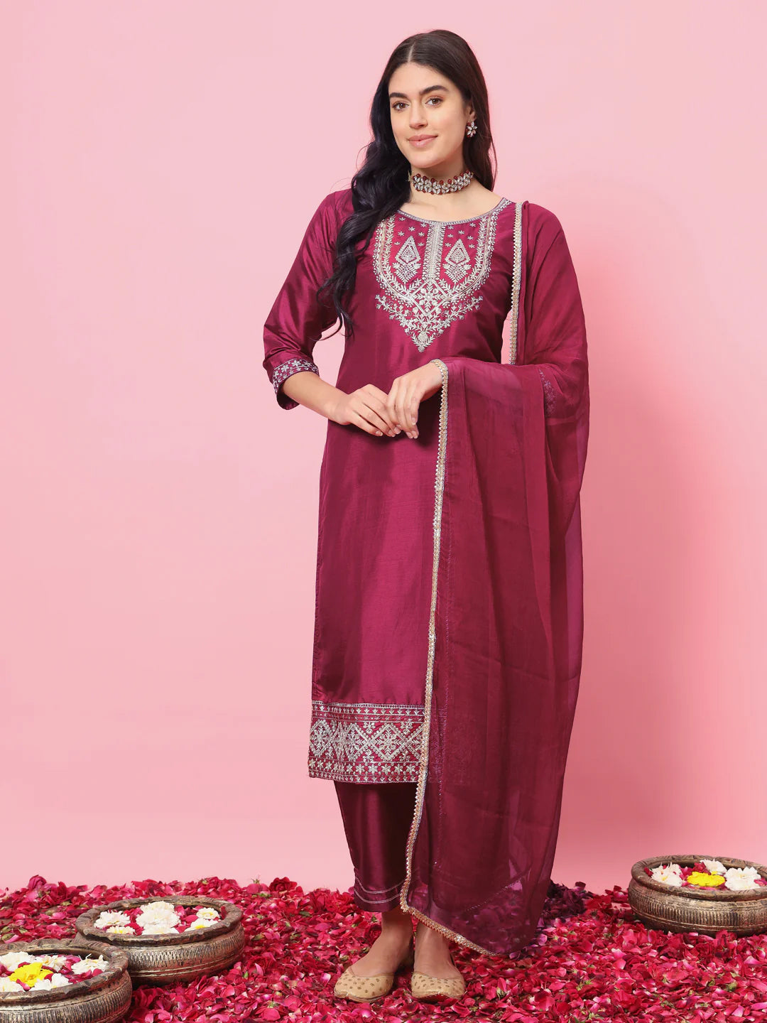 Elegant Cherry Red Premium Designer Pant Suit with Intricate Embroidery - Perfect for Weddings, Parties & Formal Events