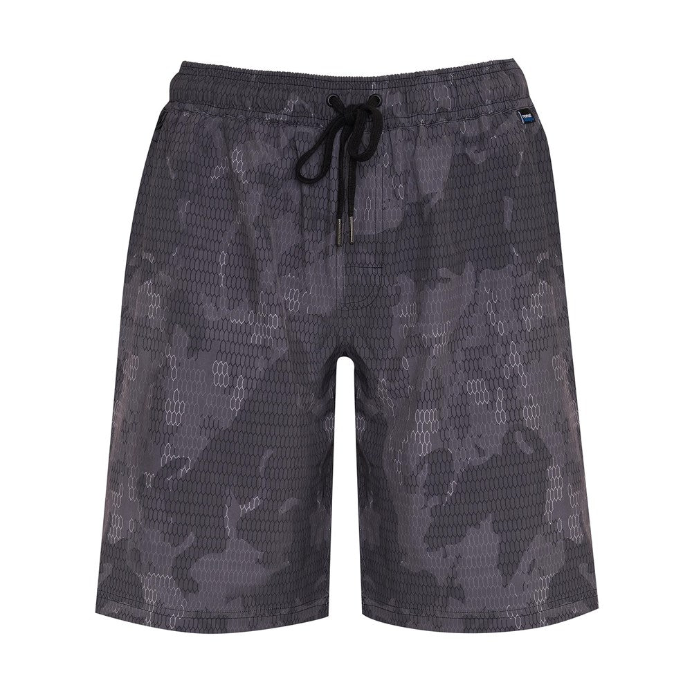 Volley Shorts for Men - Charcoal Camo Print Athletic Shorts | Comfortable Gym & Running Shorts for Workout & Sports