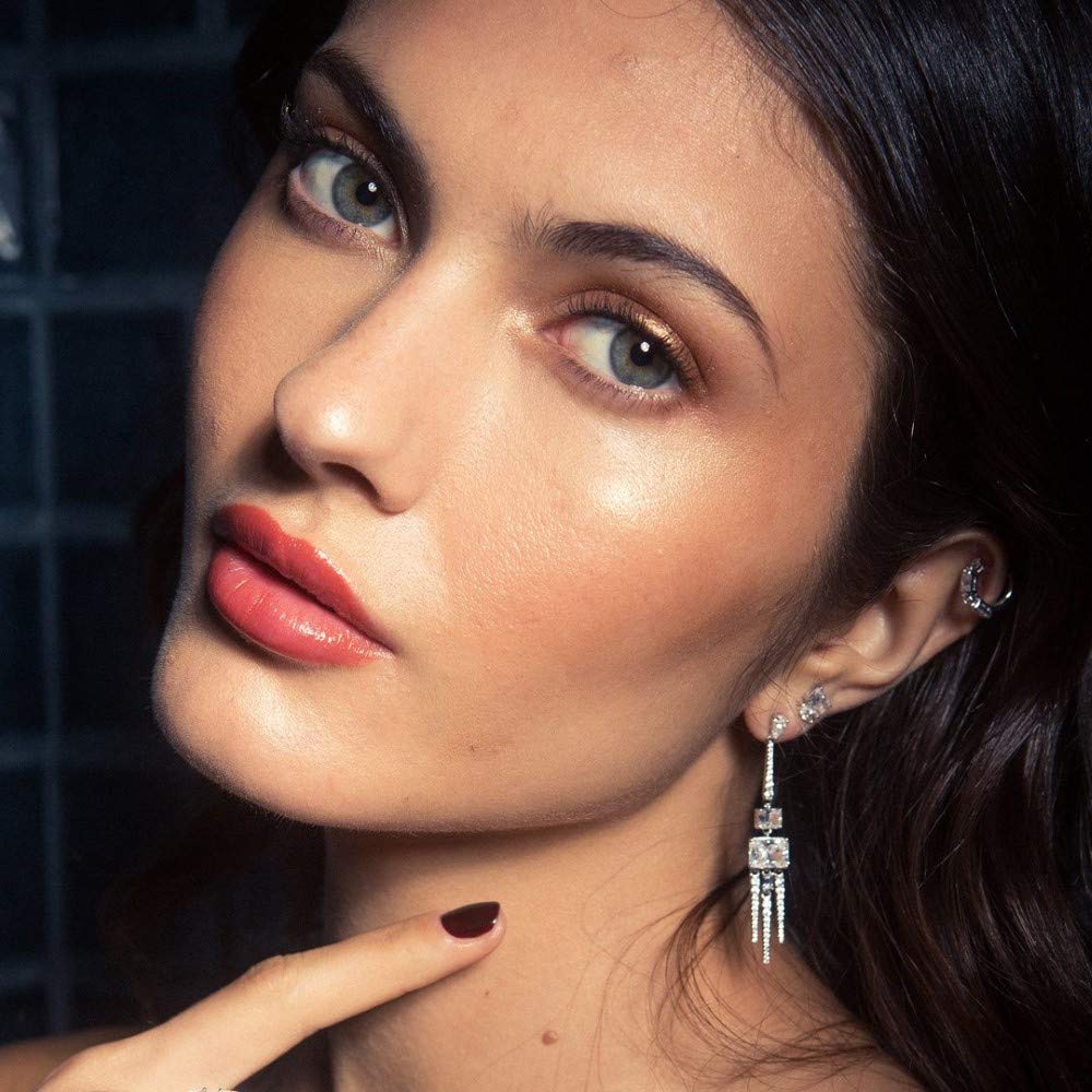 Nadri Rae 3 Spikes Drop Earrings for Women - Elegant Rhodium & Gold Dangle Earrings with Silver Accents | Perfect for Parties, Weddings & Evening Events | Fashion Jewelry Gift for Her