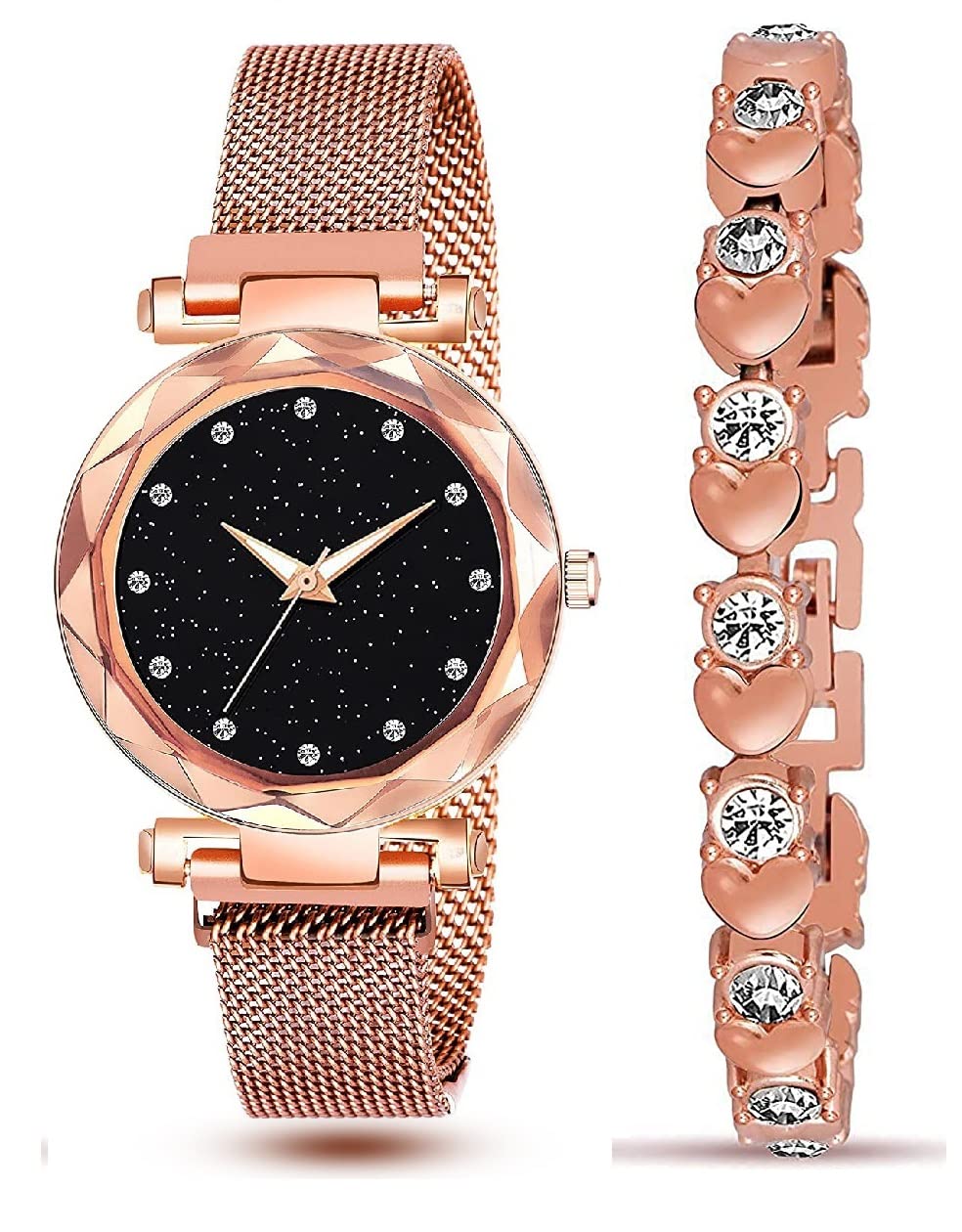 Meteoroid Analog Magnetic Watch for Women - Stylish Bracelet Watch with Magnetic Dial - Perfect Gift for Girls & Women - Ideal for Office, Casual Wear & Special Occasions