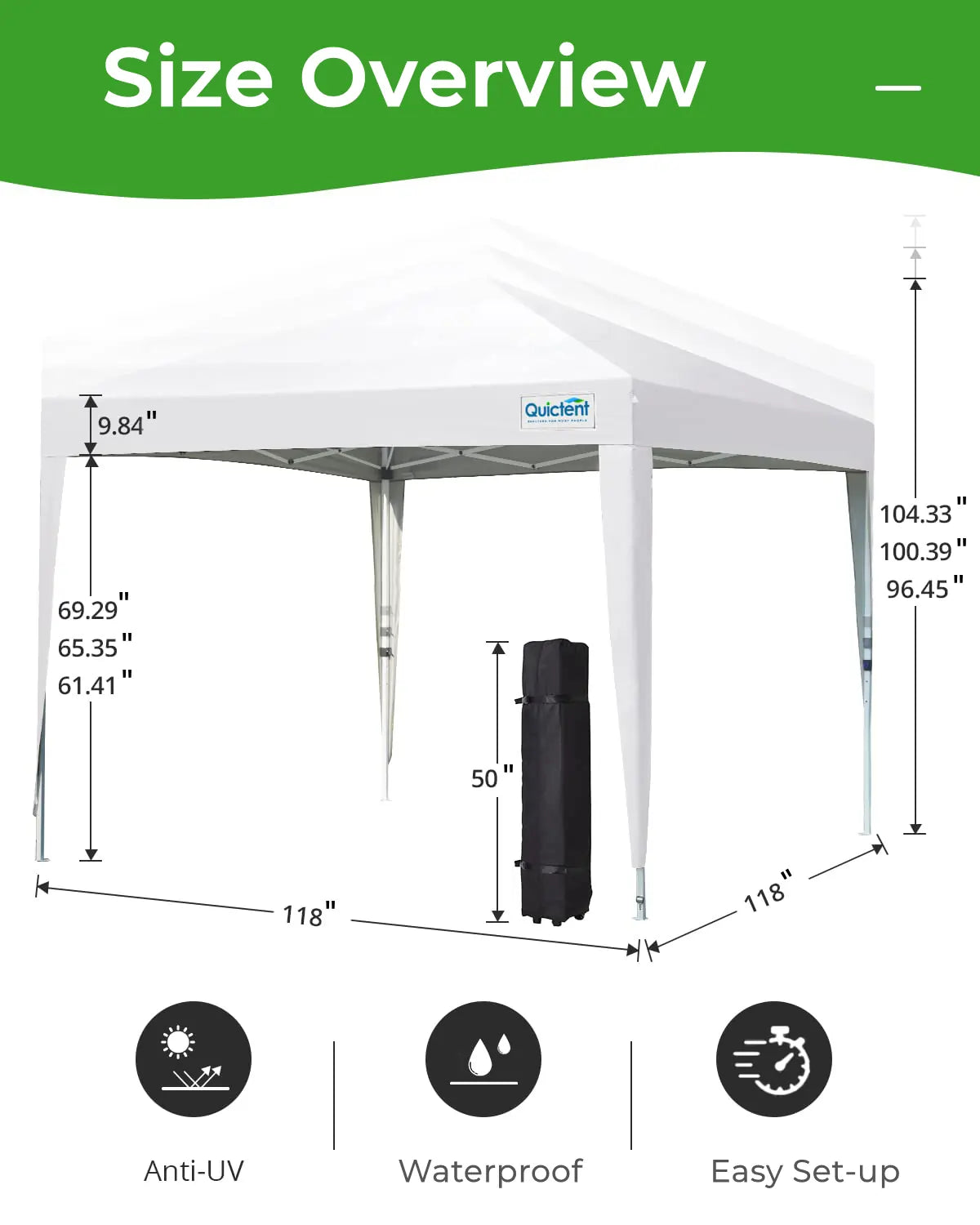 10'x10' Upgraded Pop Up Canopy Tent with Sidewalls - Waterproof Outdoor Shelter for Camping, Beach, Picnics & Backyard Parties