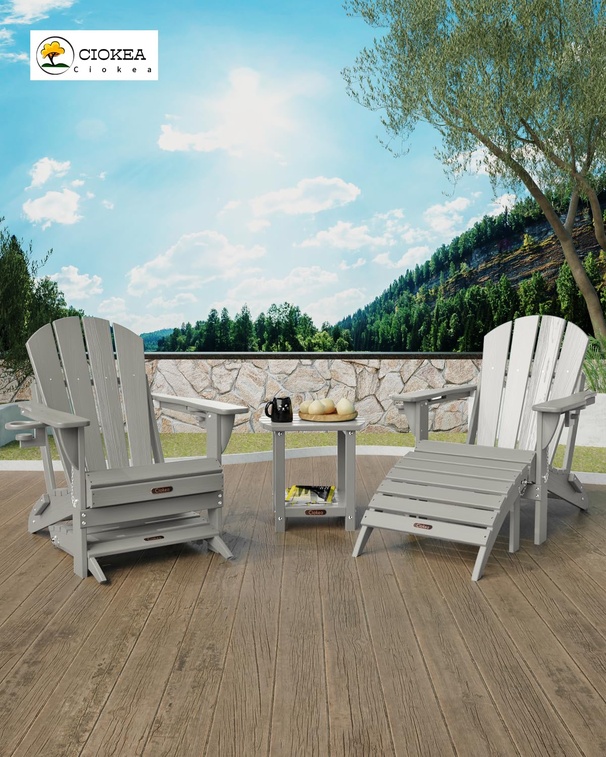 Ciokea Foldable Plastic Footstool - Lightweight & Durable for Deck, Backyard, Patio, Outdoor, Poolside, Porch, Lawn & Indoor Use - Perfect for Relaxing, Gardening, or Extra Seating - Grey