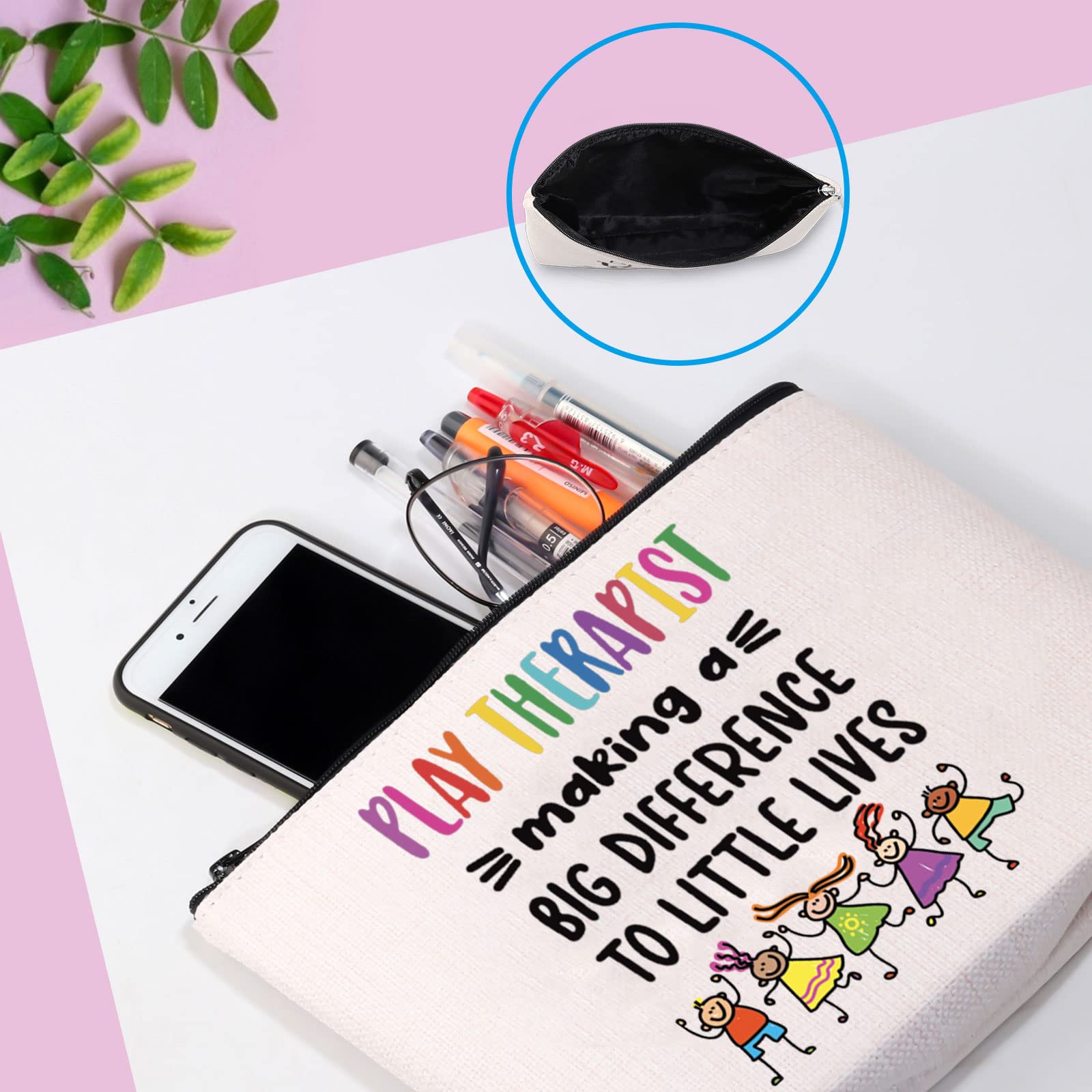 JTOUK Play Therapy Makeup Bag - Perfect Therapist Gift for Play Therapists Making a Difference | Durable Cosmetic Organizer for Counseling Sessions & Professional Use
