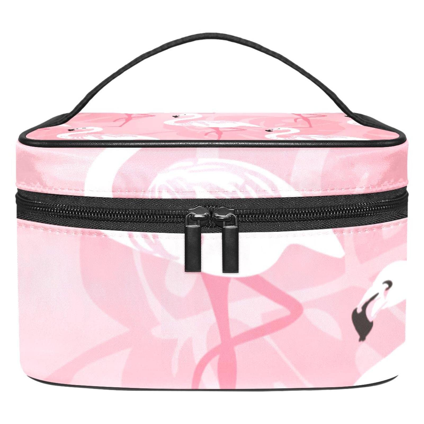 Portable Travel Makeup Organizer Bag for Women - Waterproof Cosmetic Case with Tropical Flamingo Pattern, Perfect for Toiletries & Beauty Essentials on Vacation, Gym, or Daily Use