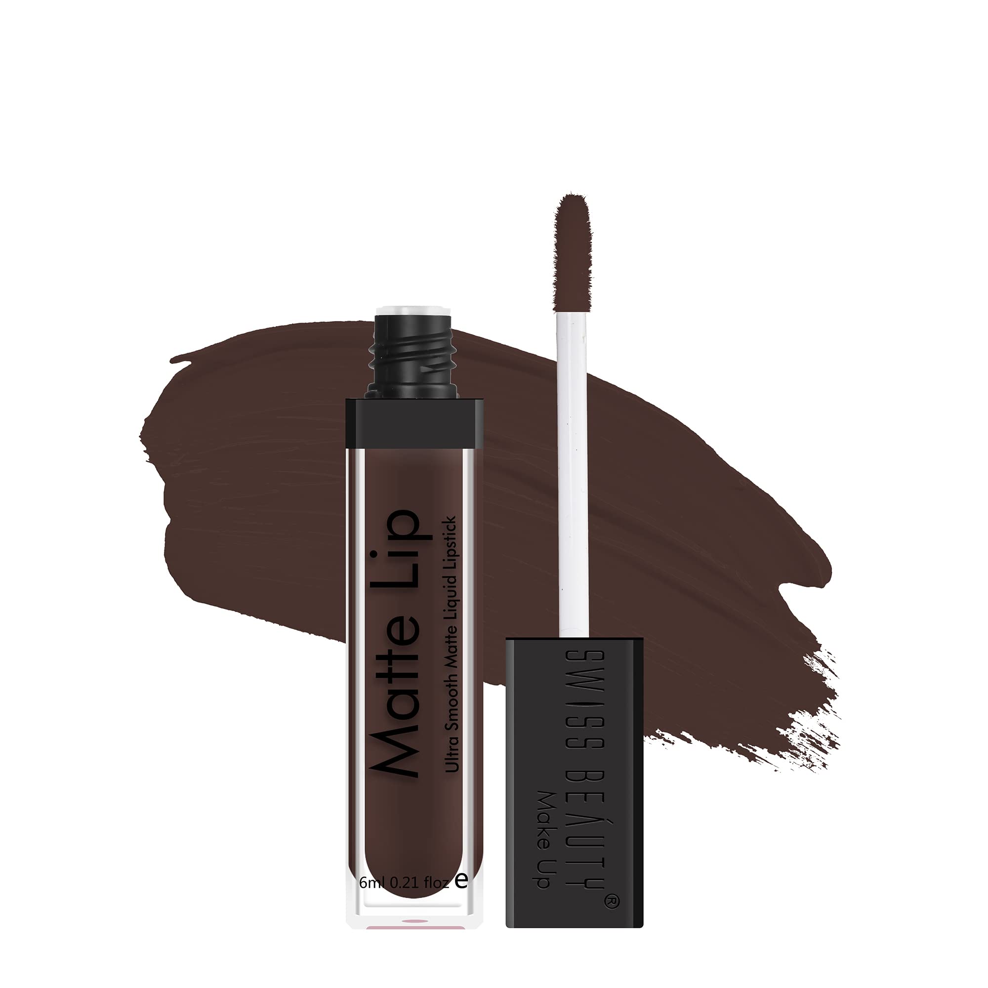 Swiss Beauty Ultra Smooth Matte Liquid Lipstick - Long Lasting Weightless Lip Color, Silky Matte Finish in Coffee Shade (6ml) for Everyday Wear & Special Occasions