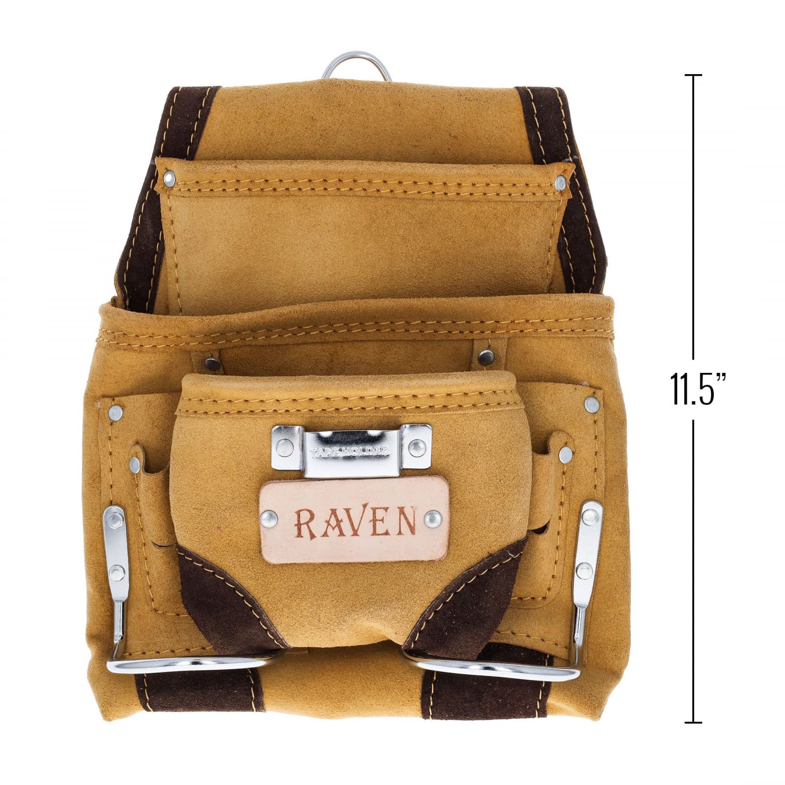 10-Pocket Suede Leather Tool Pouch - Heavy Duty Hammer Drill Tool Bag for Construction, DIY & Home Improvement Projects