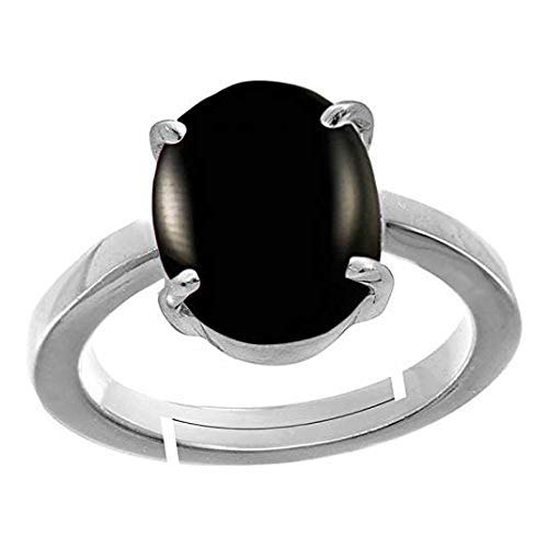 NAMDEV GEMS Certified 5.25 Ratti Natural Black Hakik Agate Ring - Energized AAA+ Quality Gemstone for Men & Women - Perfect for Meditation, Spiritual Healing & Fashion Jewelry