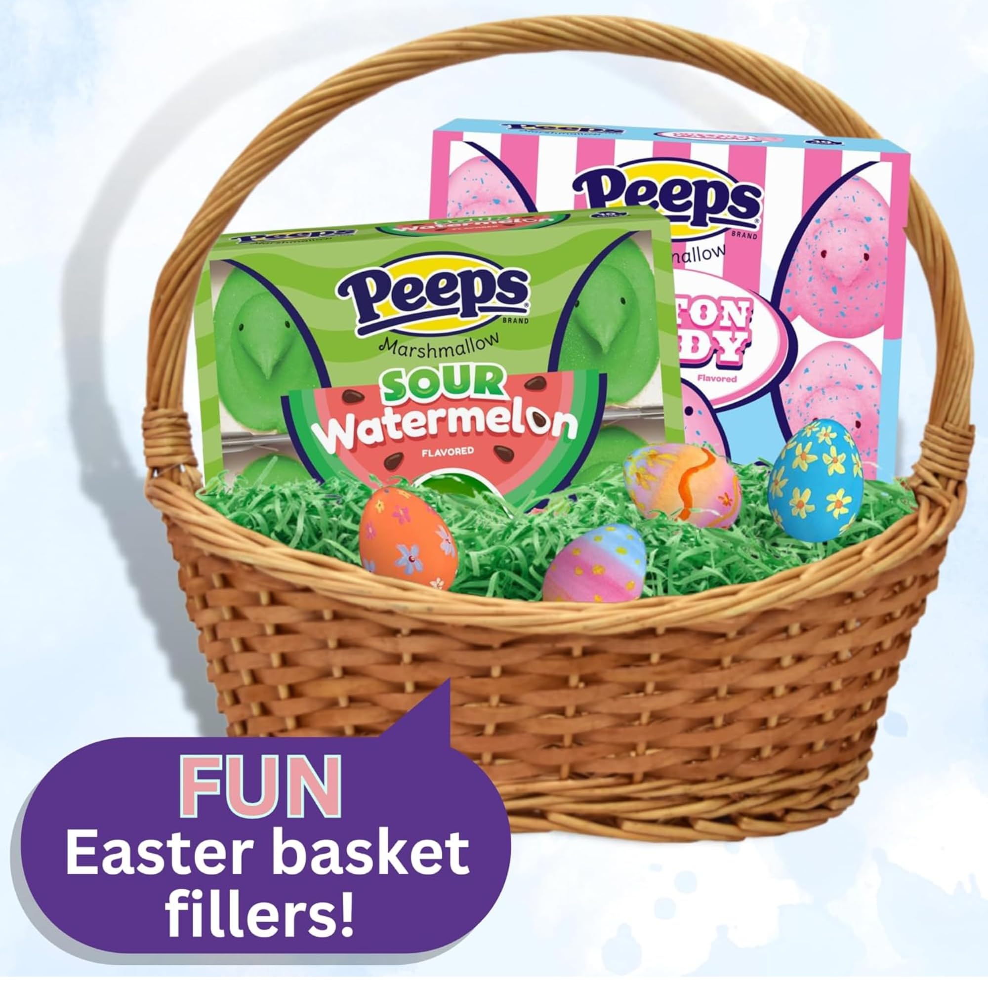 Needzo Easter Marshmallow Candy Variety Pack - 10 Count Cotton Candy, Dr. Pepper, Fruit Punch, Party Cake & Sour Watermelon Flavors - 3oz Bags (Pack of 5) - Perfect for Easter Baskets, Party Favors & Holiday Treats
