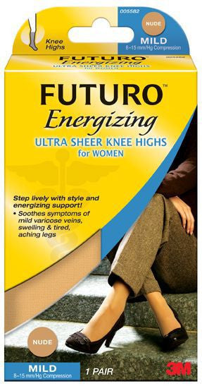 Futuro 71015NEN Ultra Sheer Knee High Compression Socks for Women - 1 Pair - Comfortable Support for Nurses, Travel & Everyday Wear