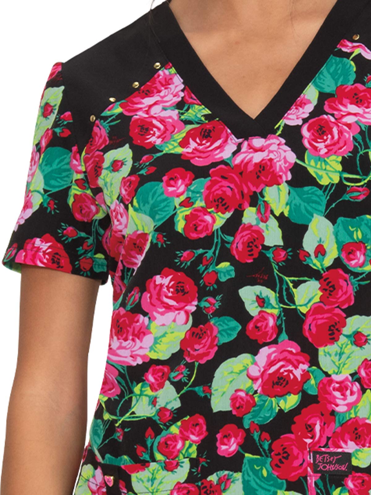 Betsey Johnson KOI B109PR Rose Top for Women - Stylish Floral Blouse for Casual Wear, Date Night & Office Outfits